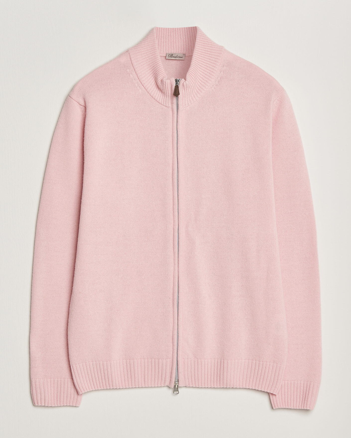 Hombres | Jerséis y prendas de punto | Stenströms | Brushed Merino Full Zip Pink