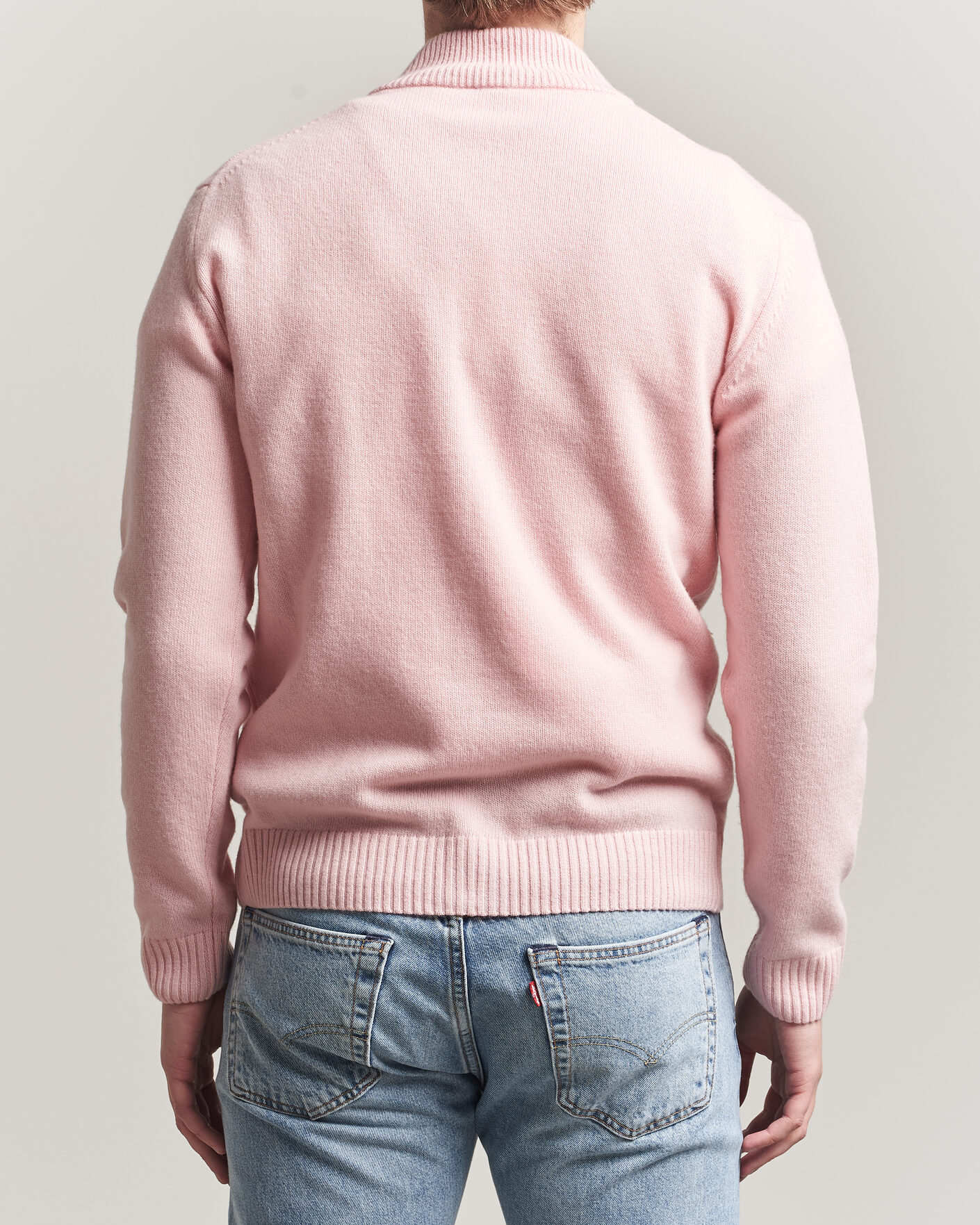 Hombres | Jerséis y prendas de punto | Stenströms | Brushed Merino Full Zip Pink