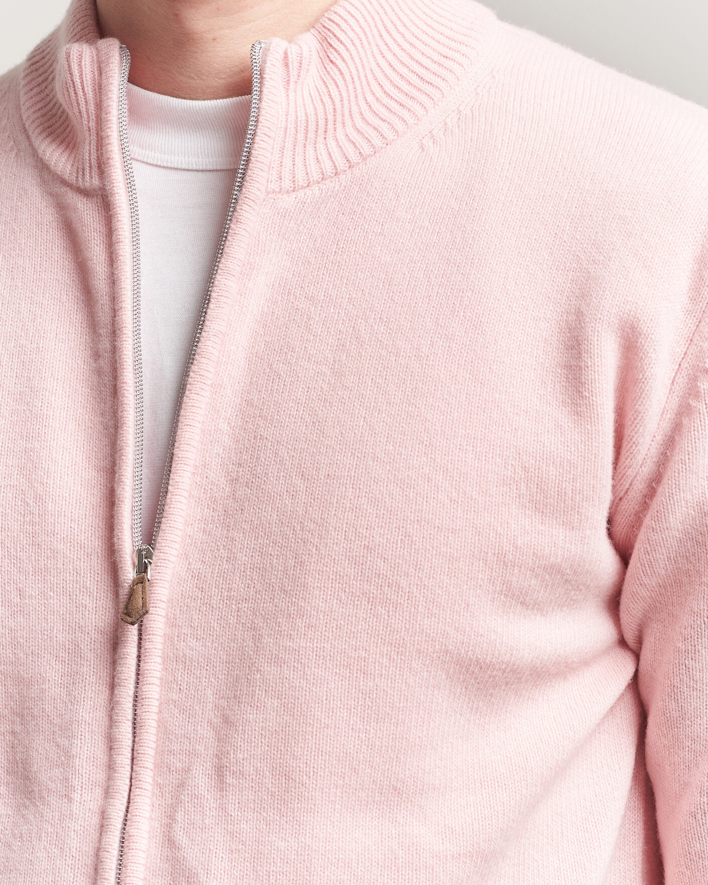Hombres | Jerséis y prendas de punto | Stenströms | Brushed Merino Full Zip Pink