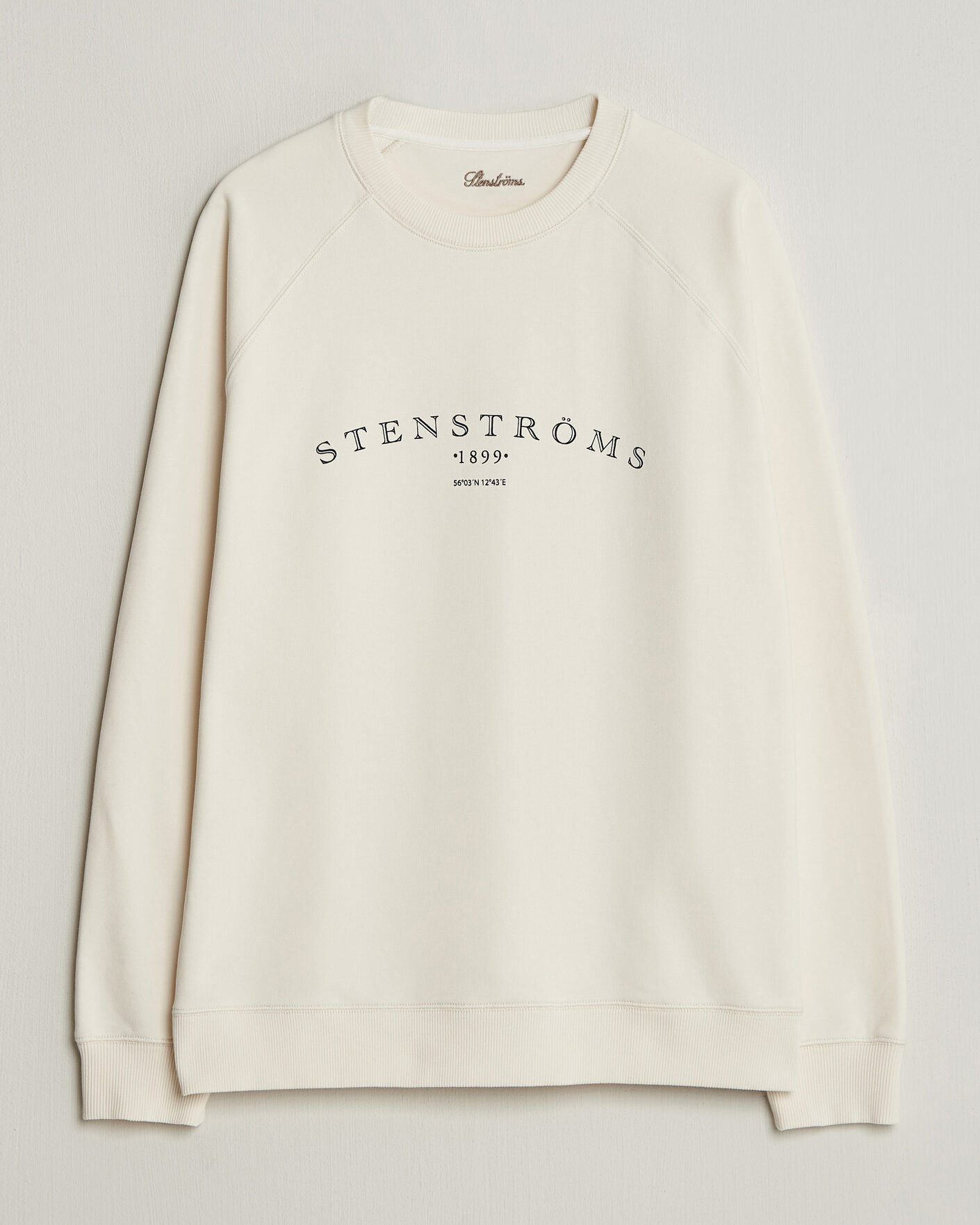 Hombres | Jerséis y prendas de punto | Stenströms | Raglan Crew Logo Sweater White