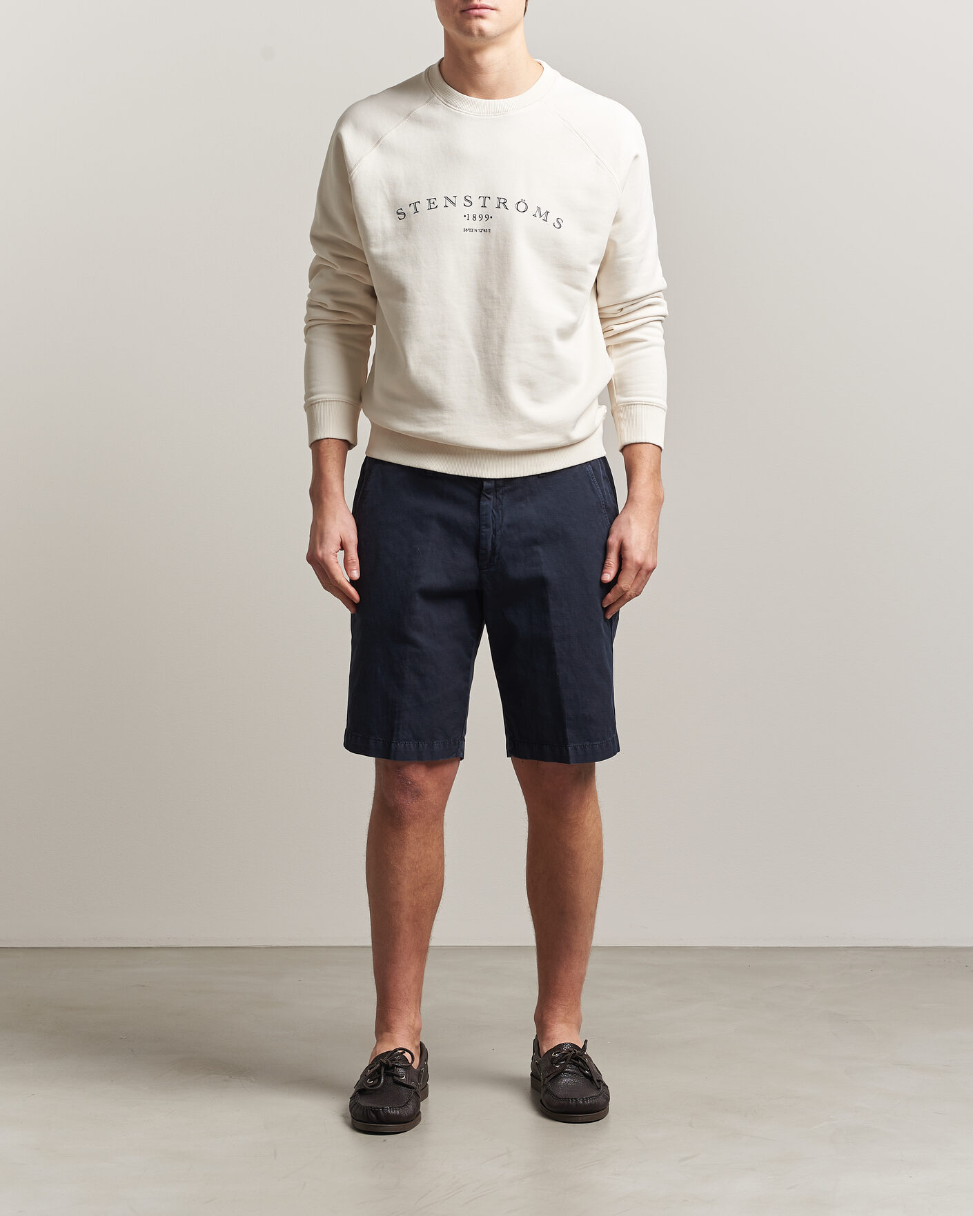 Hombres | Jerséis y prendas de punto | Stenströms | Raglan Crew Logo Sweater White