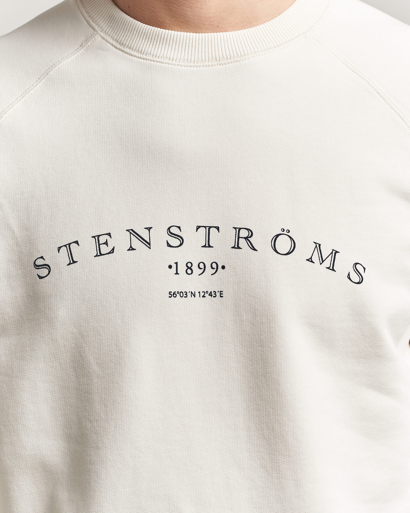 Hombres | Jerséis y prendas de punto | Stenströms | Raglan Crew Logo Sweater White
