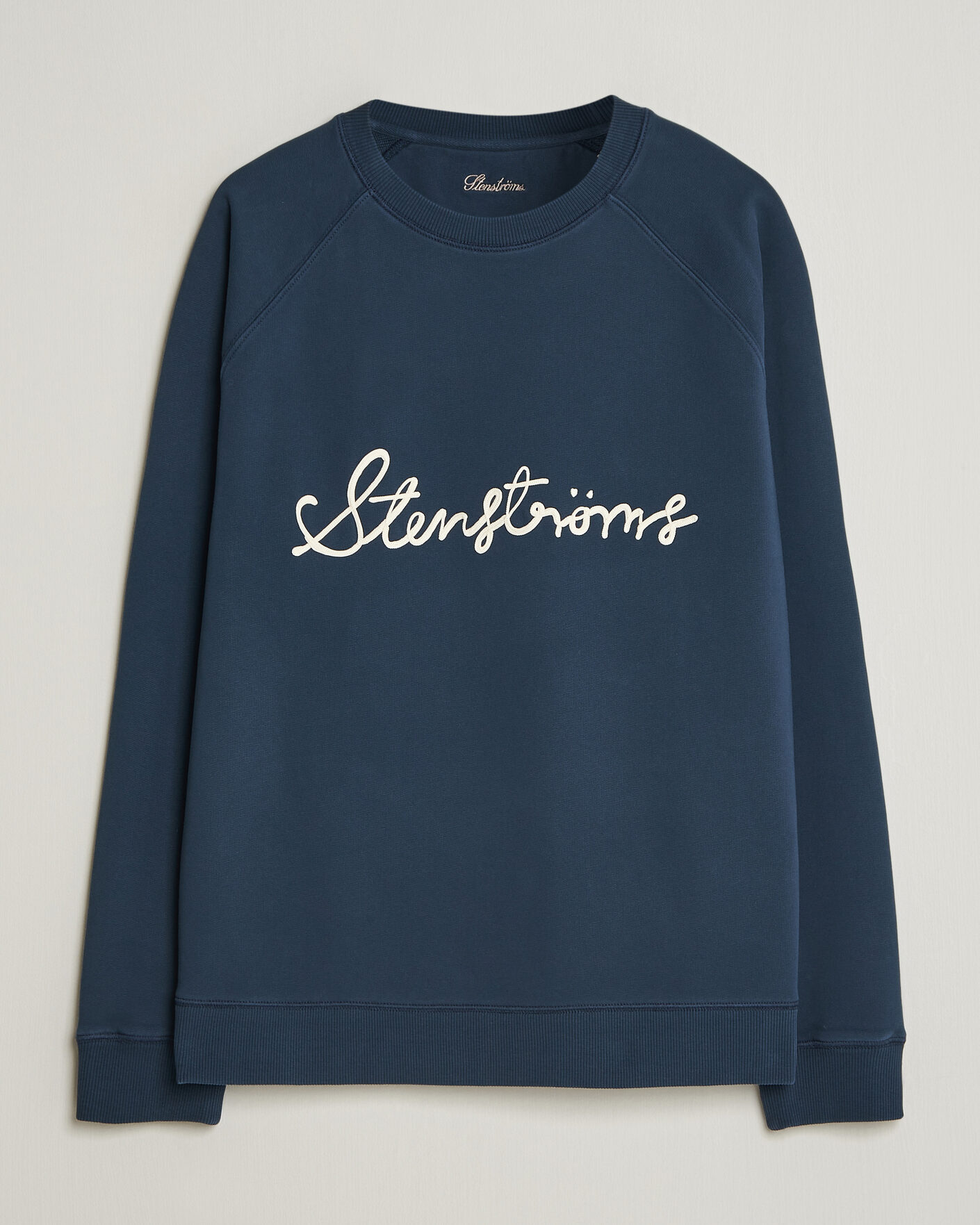 Hombres | Jerséis y prendas de punto | Stenströms | Raglan Crew Logo Sweater Navy