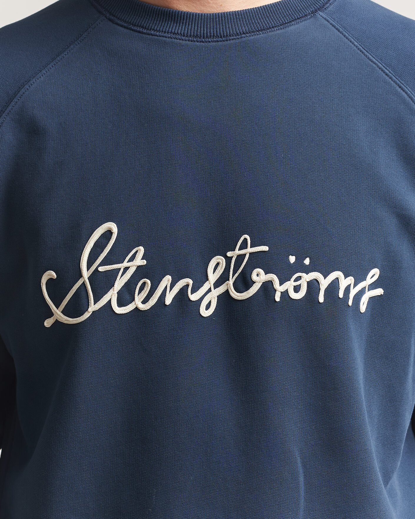 Hombres | Jerséis y prendas de punto | Stenströms | Raglan Crew Logo Sweater Navy