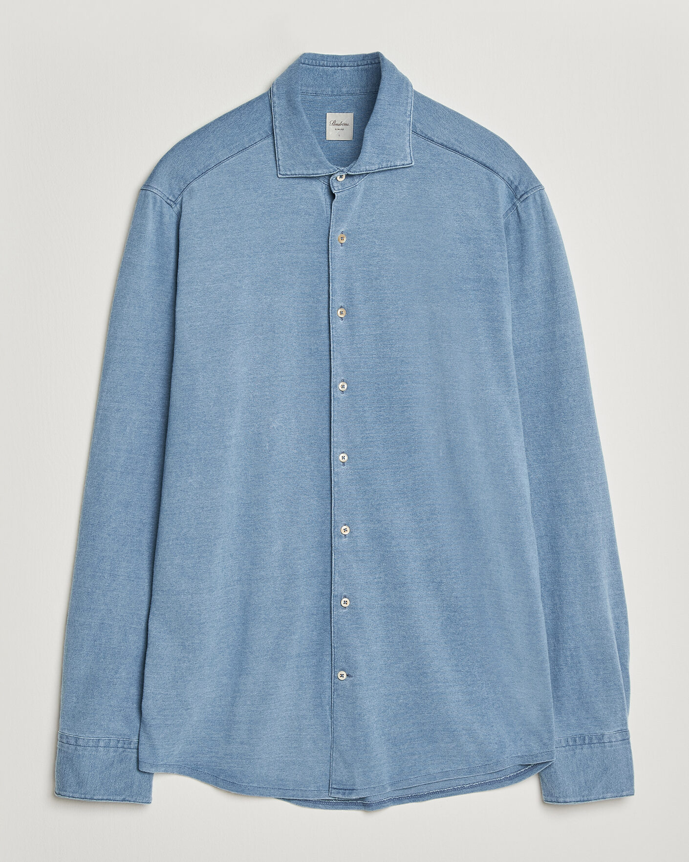Hombres | Camisas | Stenströms | Jersey Denim Shirt Blue