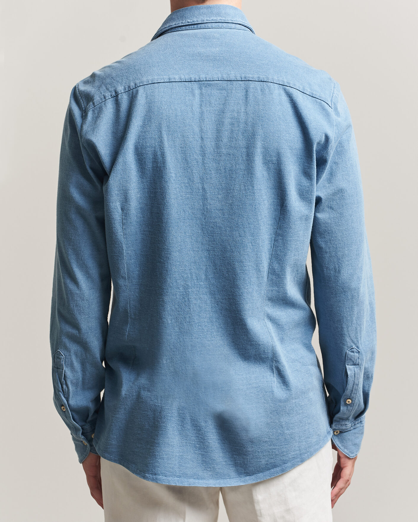 Hombres | Camisas | Stenströms | Jersey Denim Shirt Blue