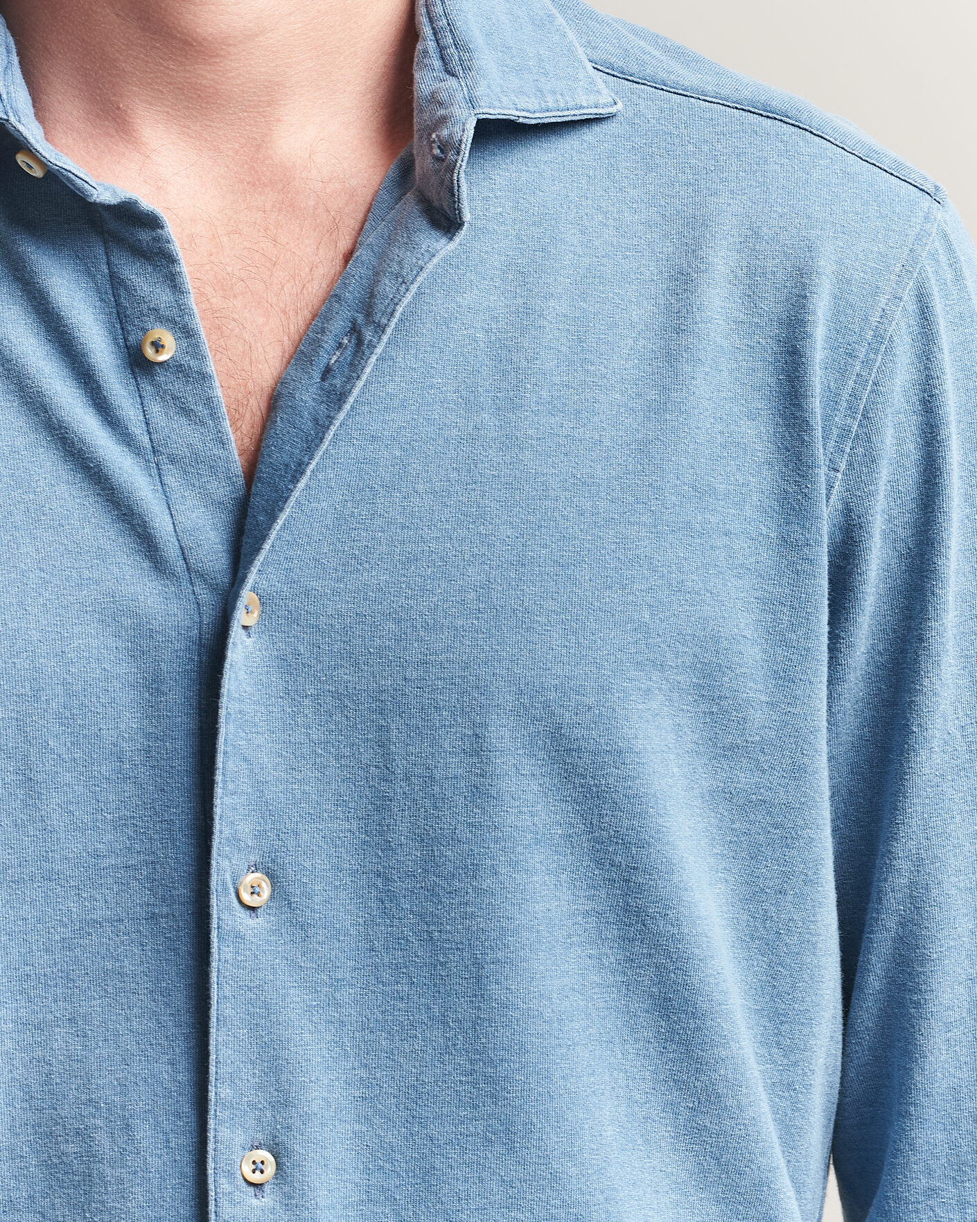 Hombres | Camisas | Stenströms | Jersey Denim Shirt Blue