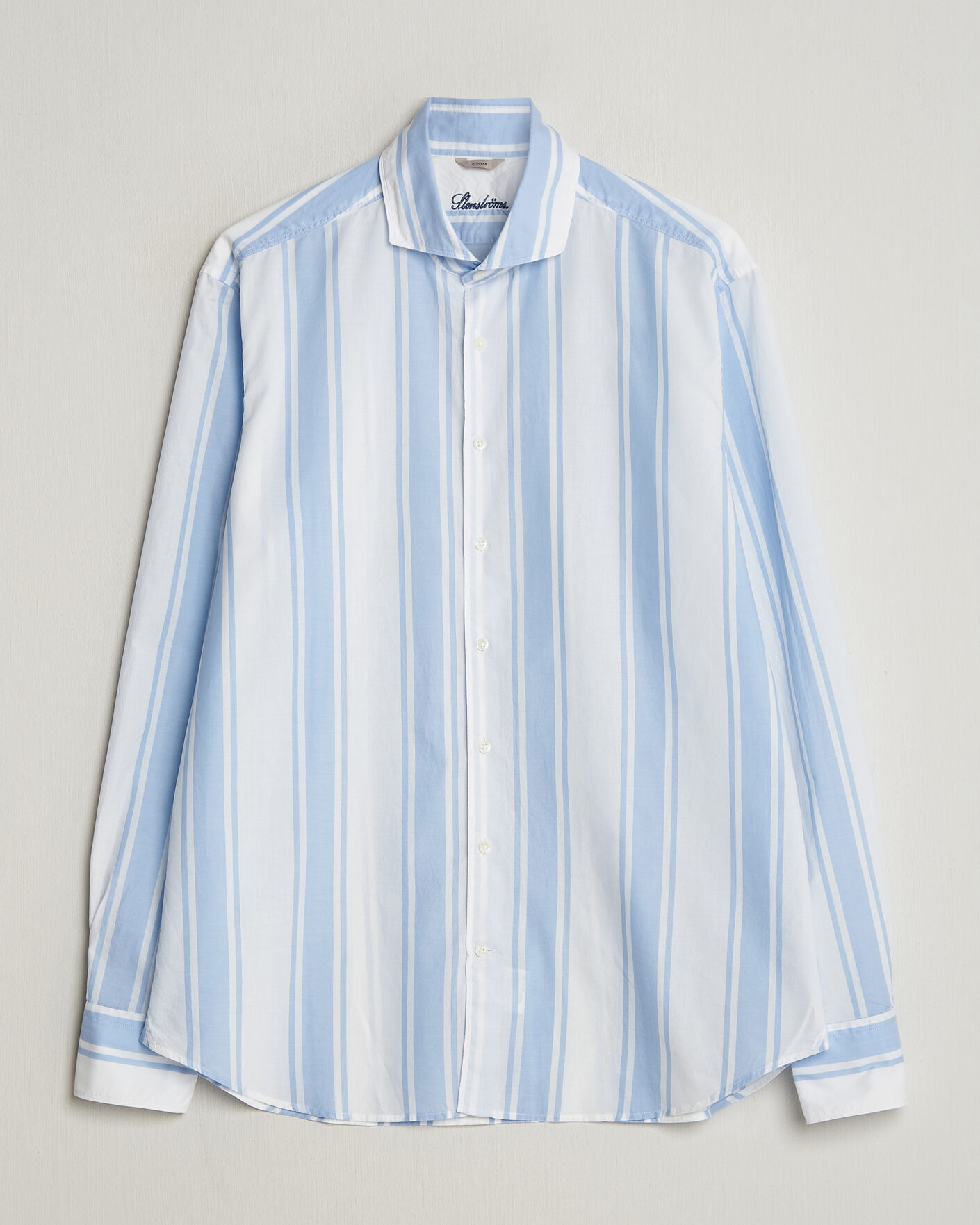 Hombres | Camisas | Stenströms | Regular Fit Thin Poplin Stripe Shirt Blue