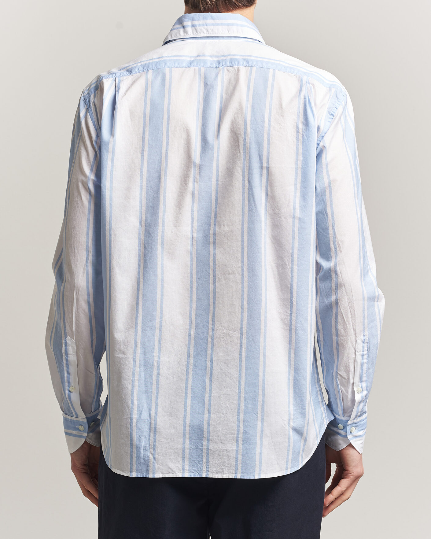 Hombres | Camisas | Stenströms | Regular Fit Thin Poplin Stripe Shirt Blue