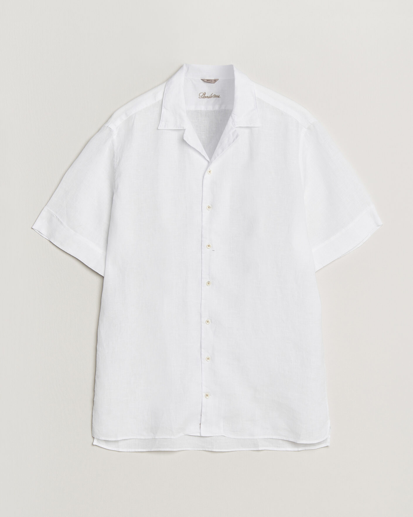 Hombres | Camisas | Stenströms | Short Sleeve Linen Shirt White