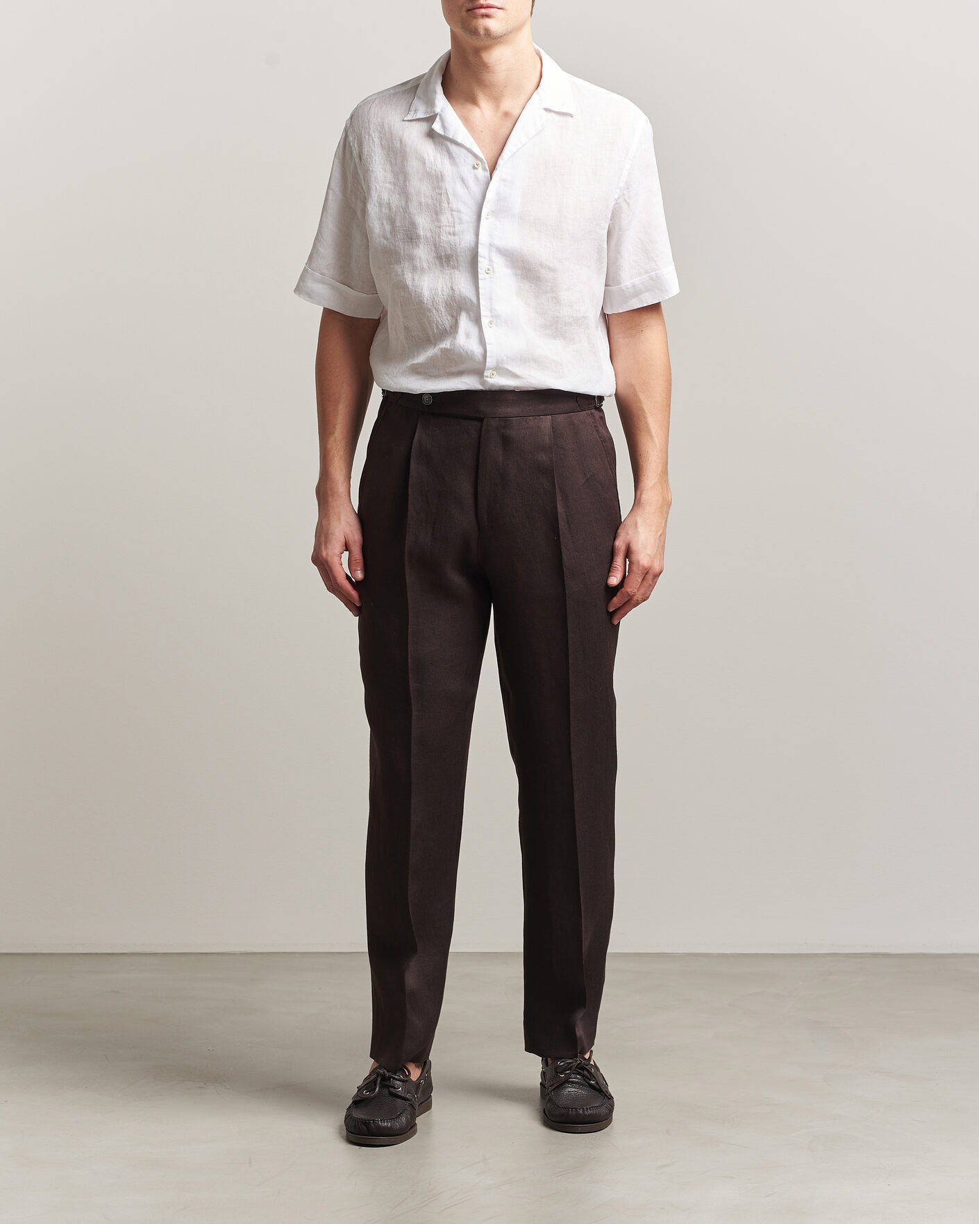 Hombres | Camisas | Stenströms | Short Sleeve Linen Shirt White