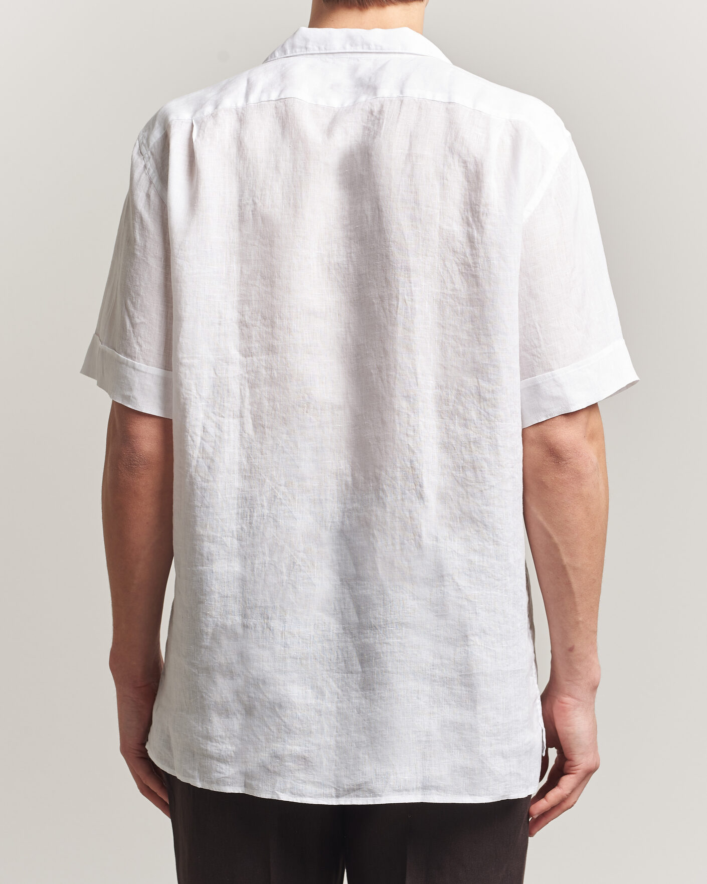 Hombres | Camisas | Stenströms | Short Sleeve Linen Shirt White