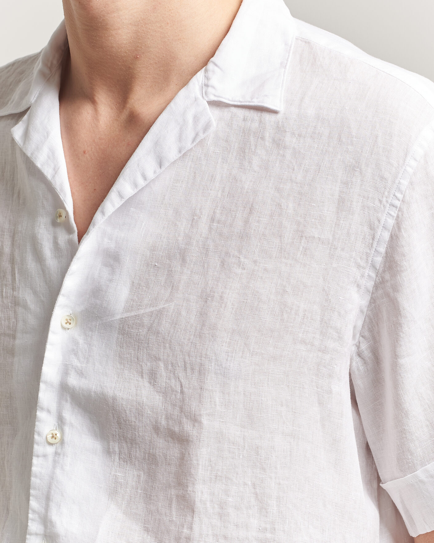Hombres | Camisas | Stenströms | Short Sleeve Linen Shirt White