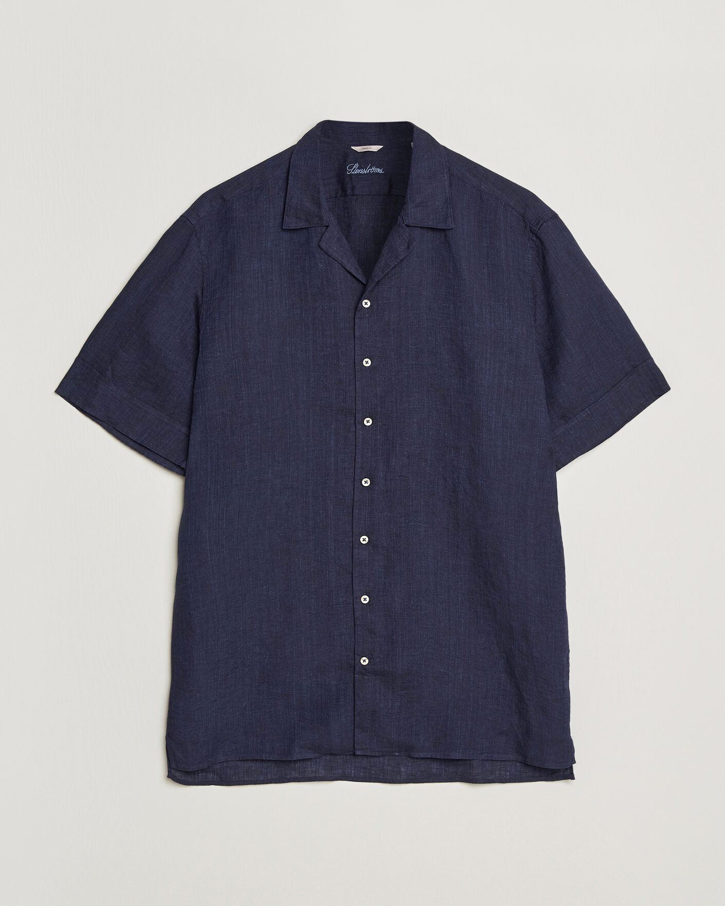 Hombres | Camisas | Stenströms | Short Sleeve Linen Shirt Navy