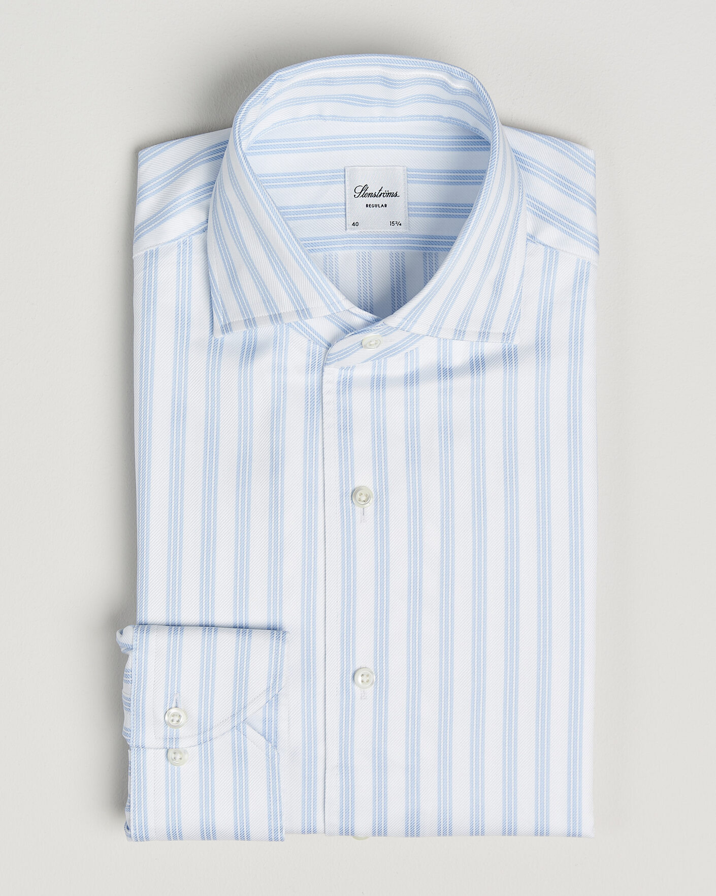 Hombres | Camisas | Stenströms | Regular Fit One Piece Collar Striped Shirt Blue