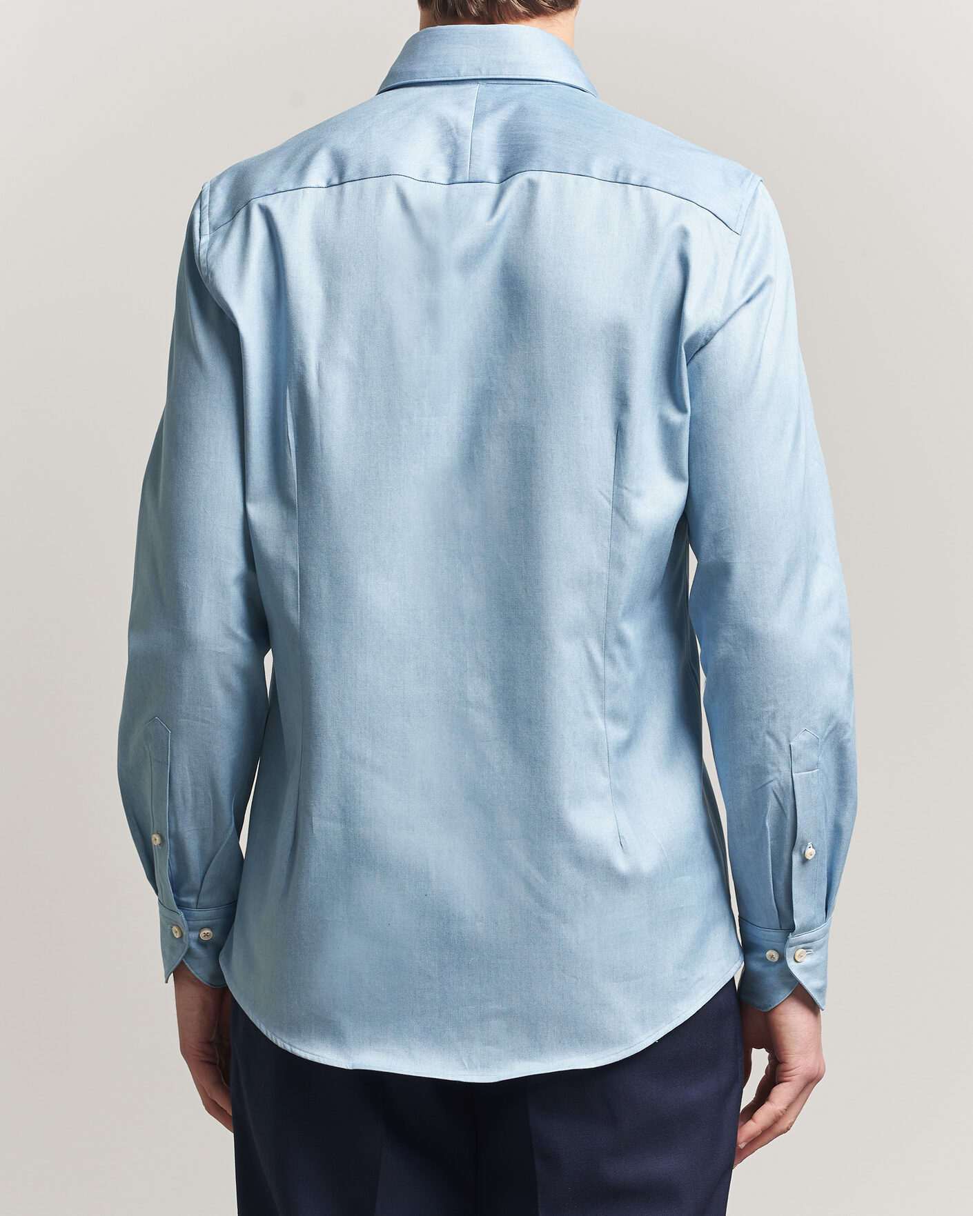 Hombres | Camisas | Stenströms | 1899 Slim One Piece Washed Denim Shirt Blue