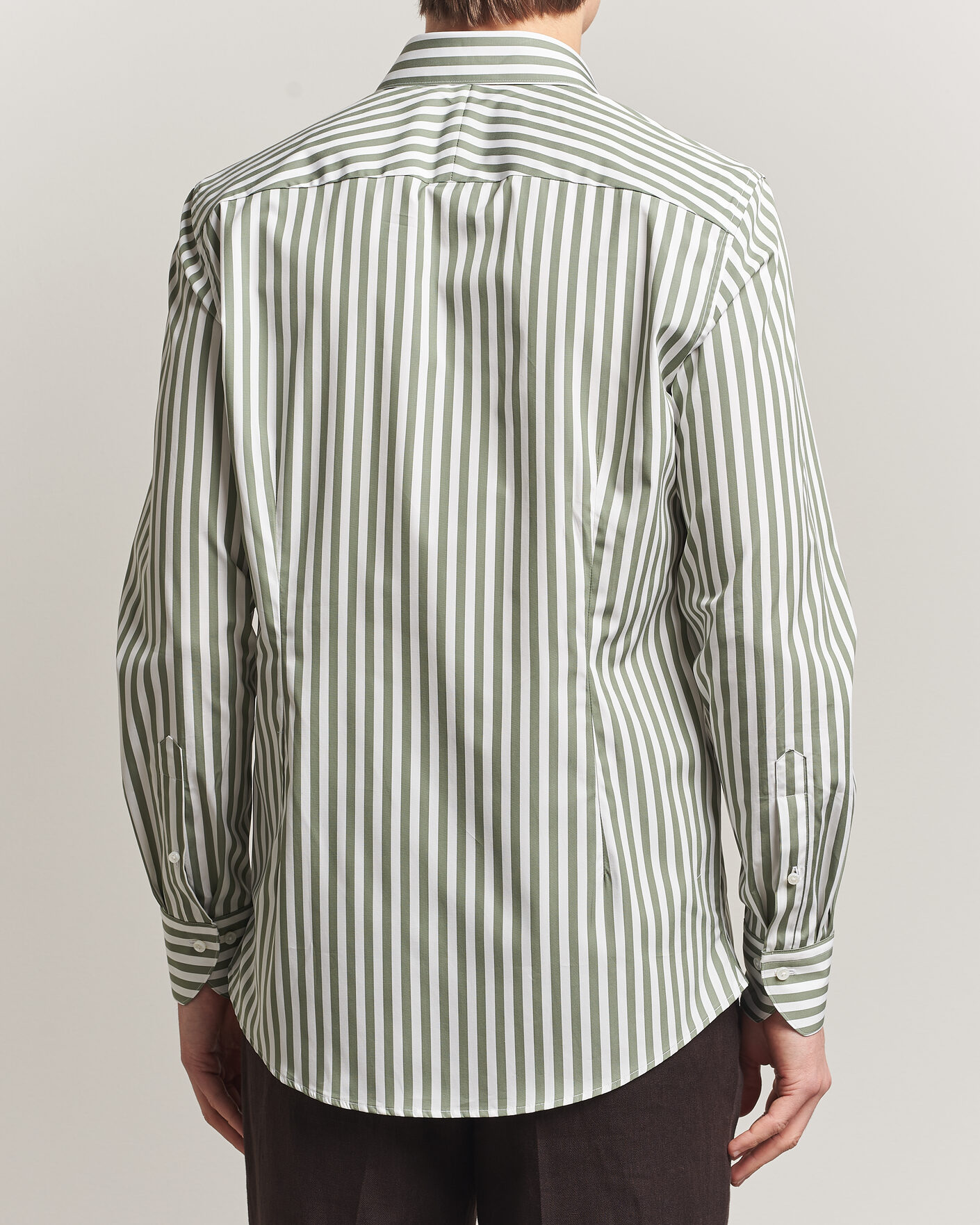 Hombres | Camisas | Stenströms | 1899 Cotton Twill Striped Shirt Green