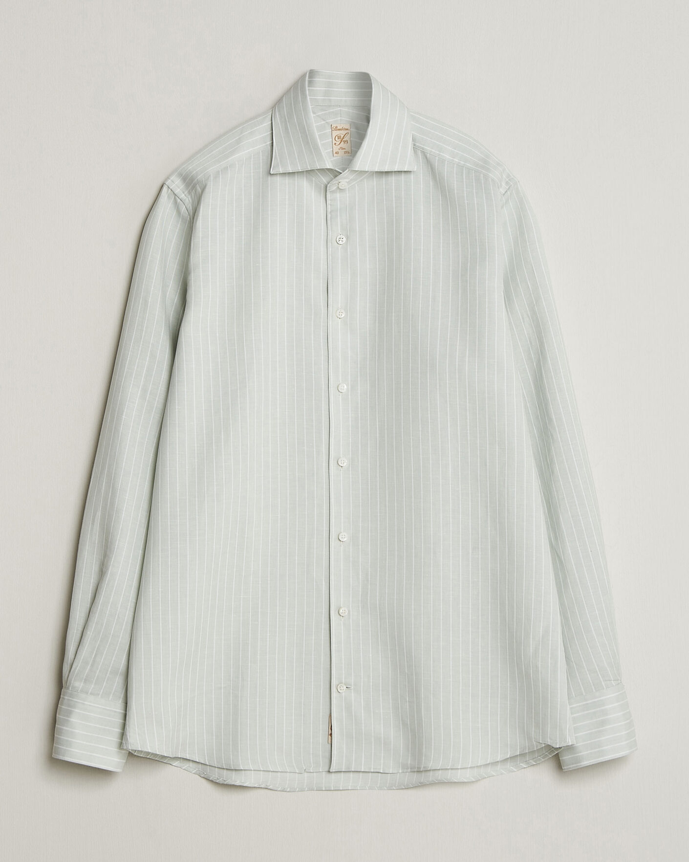 Hombres | Camisas | Stenströms | 1899 Cotton/Linen/Silk Striped Shirt Green