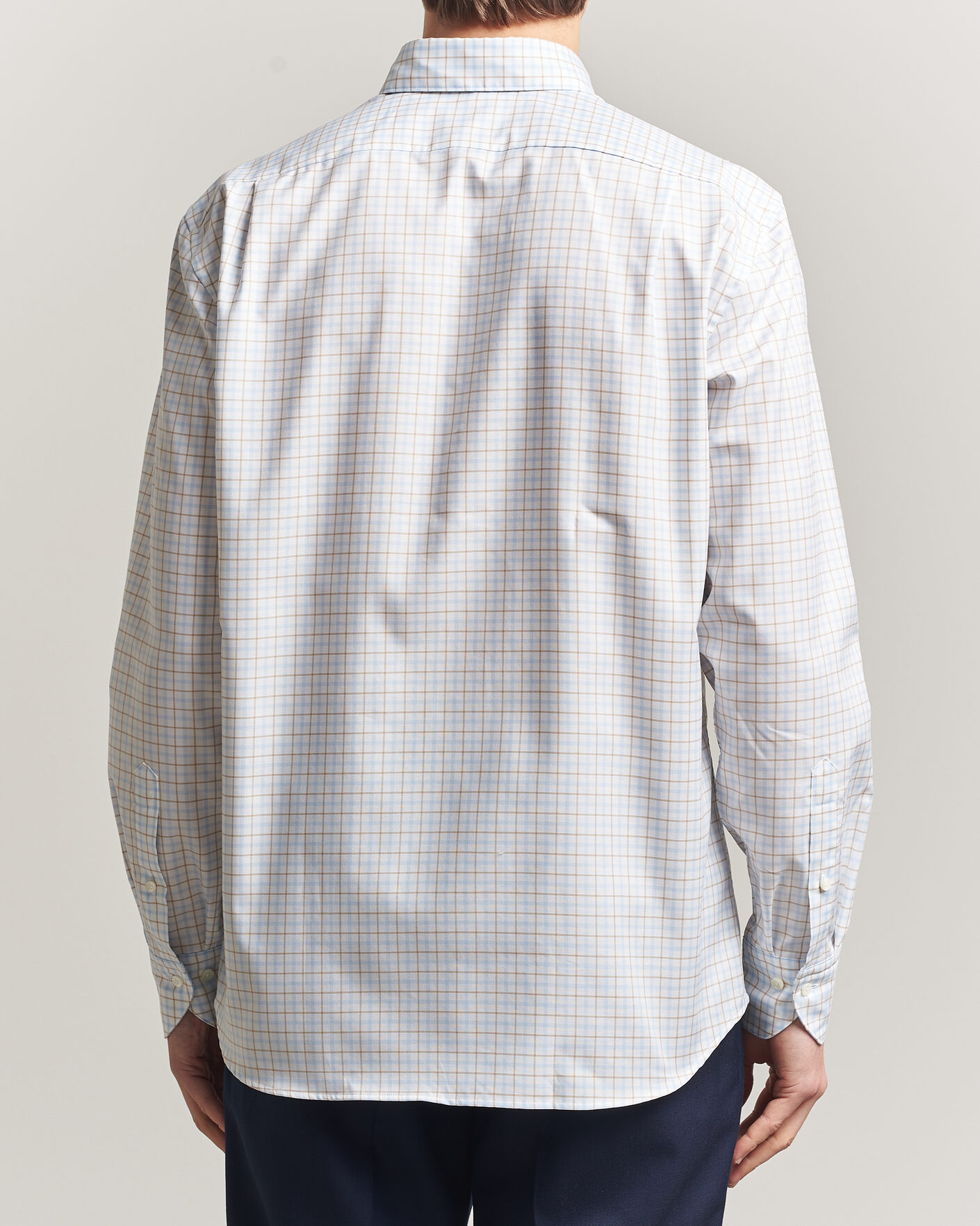 Hombres | Camisas | Stenströms | Regular Fit Checked Oxford Shirt Blue