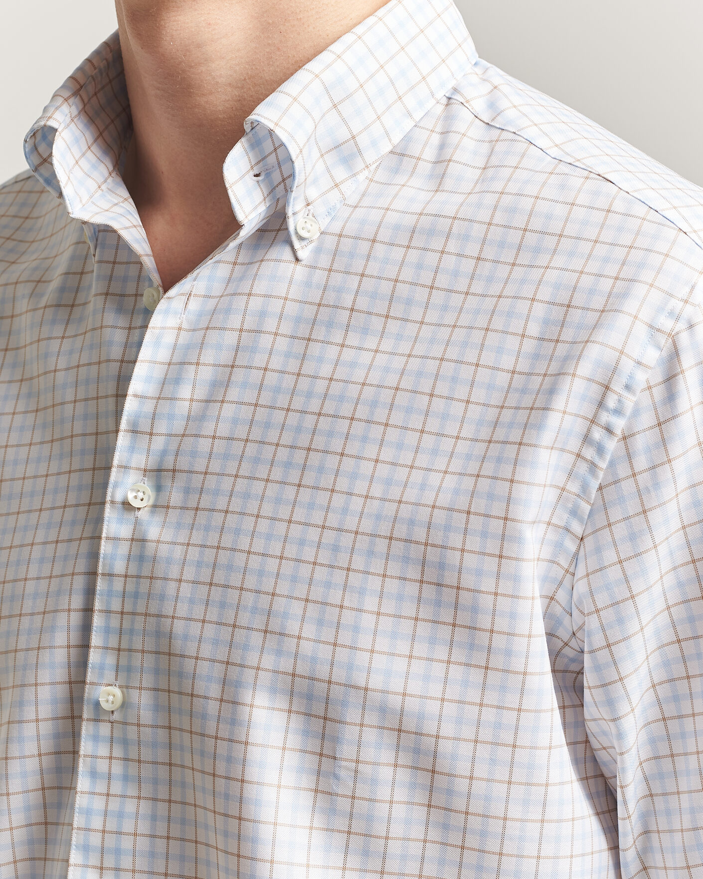 Hombres | Camisas | Stenströms | Regular Fit Checked Oxford Shirt Blue