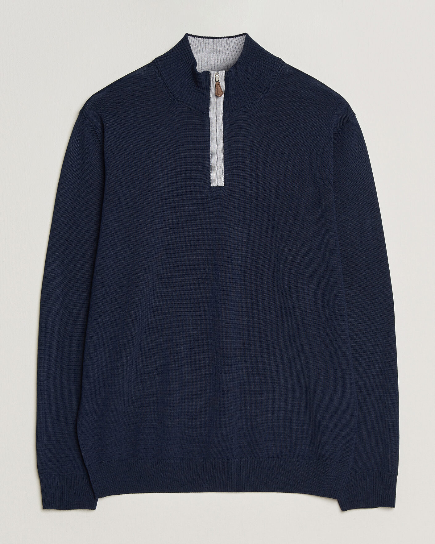Hombres | Jerséis y prendas de punto | Stenströms | Merino Contrast Half-Zip Navy