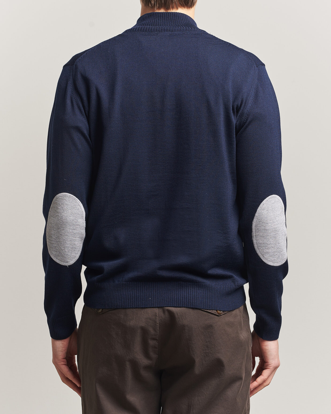 Hombres | Jerséis y prendas de punto | Stenströms | Merino Contrast Half-Zip Navy