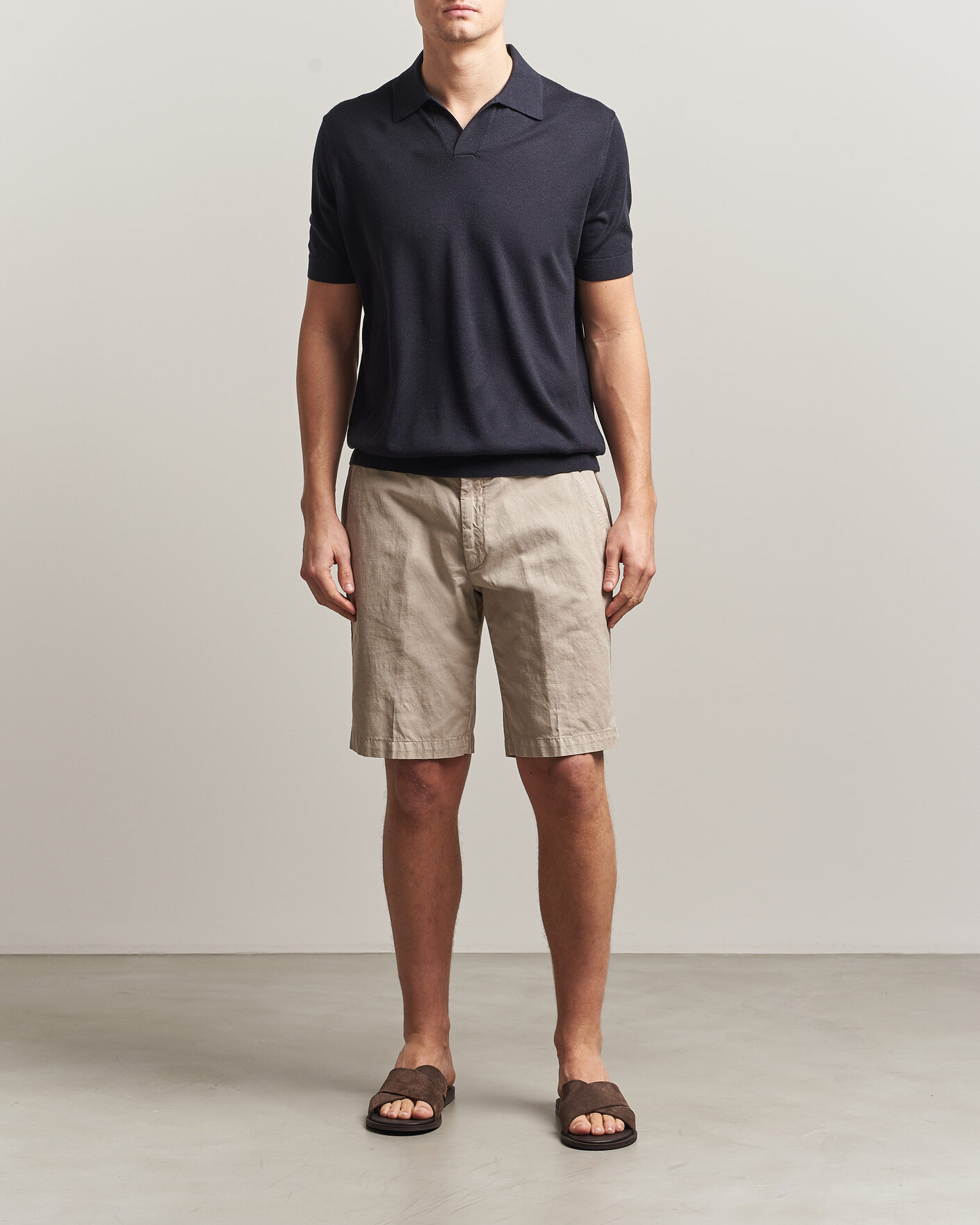 Hombres | Polos | Stenströms | Silk/Cashmere Polo Navy