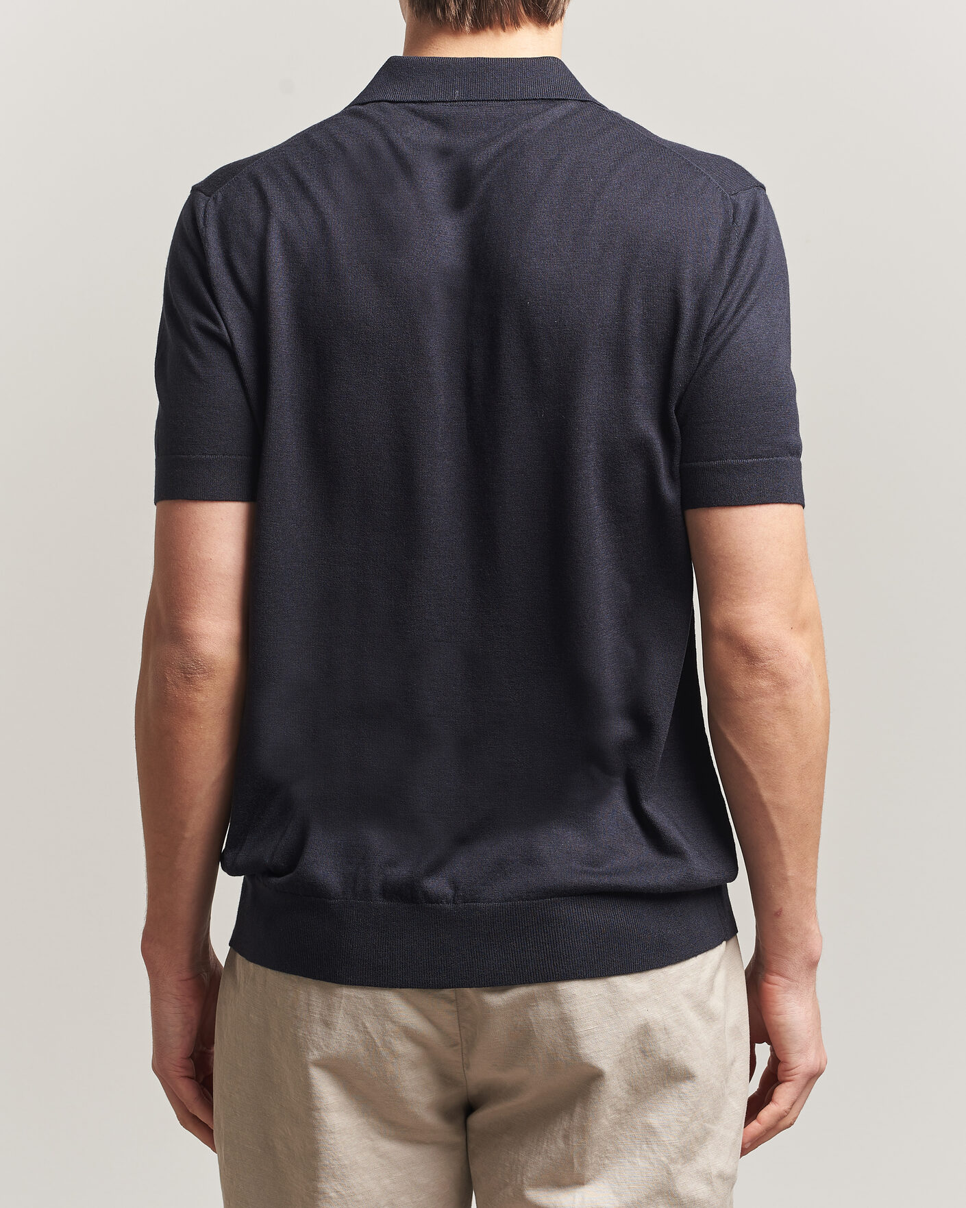 Hombres | Polos | Stenströms | Silk/Cashmere Polo Navy