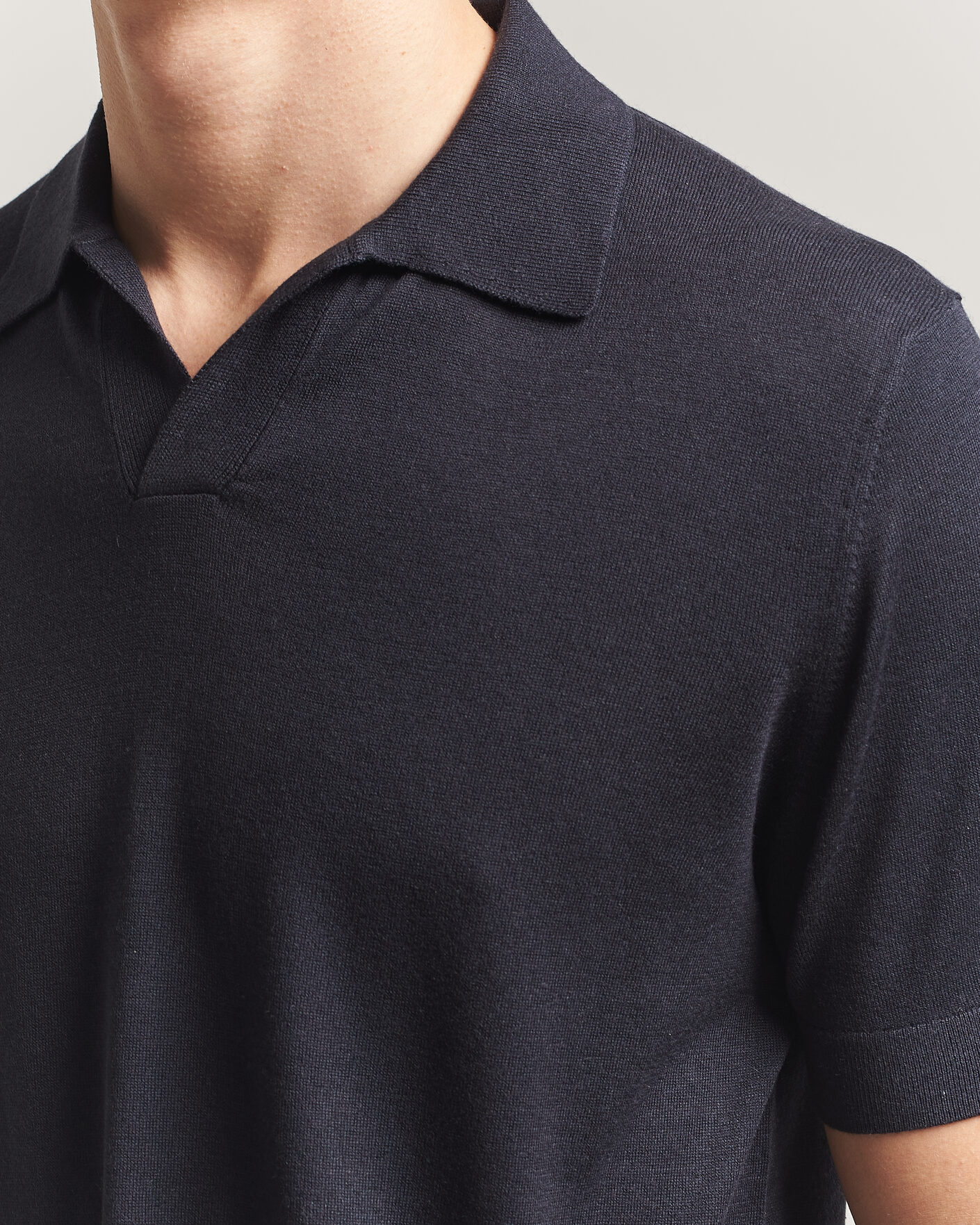 Hombres | Polos | Stenströms | Silk/Cashmere Polo Navy