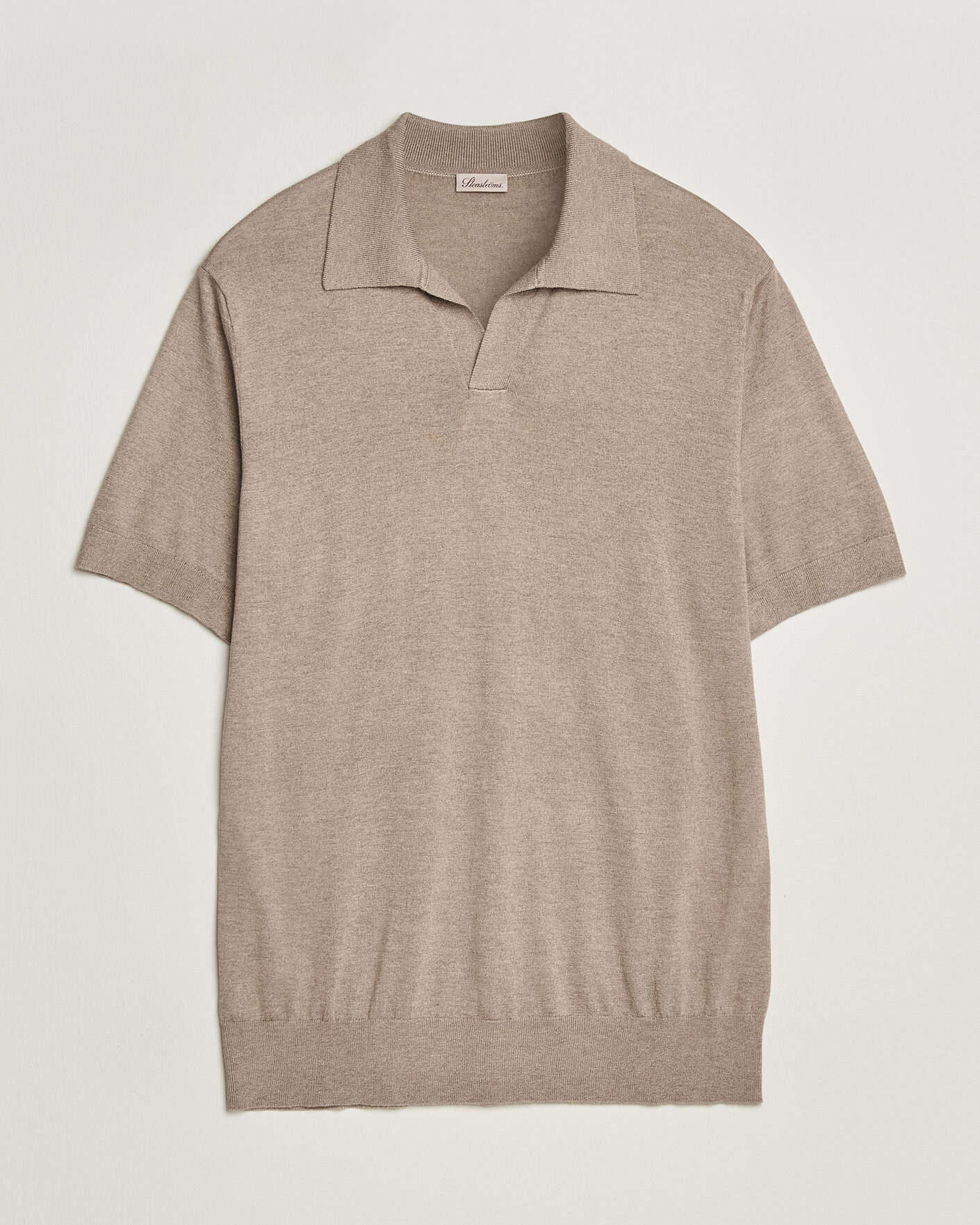 Hombres | Polos | Stenströms | Silk/Cashmere Polo Taupe