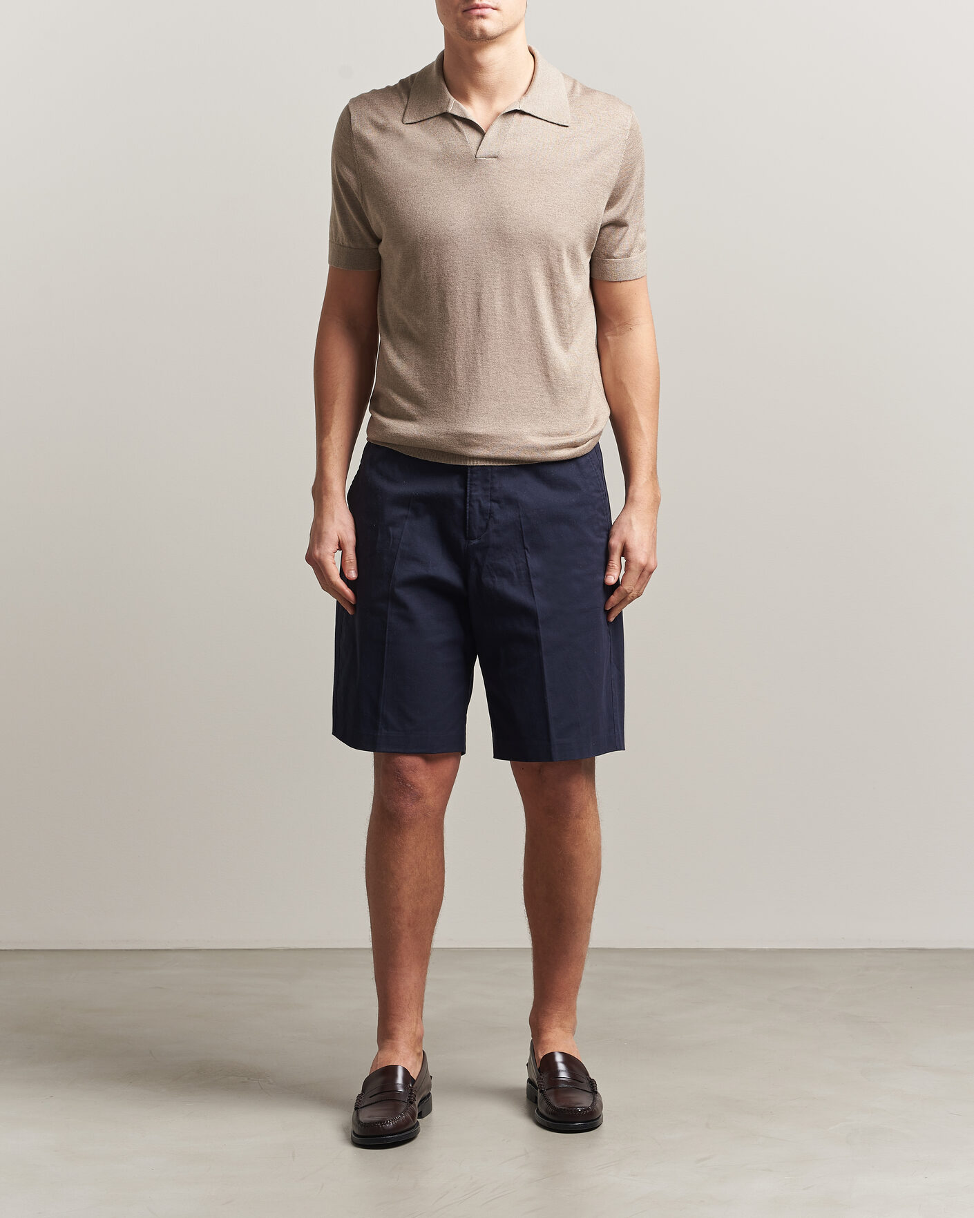 Hombres | Polos | Stenströms | Silk/Cashmere Polo Taupe