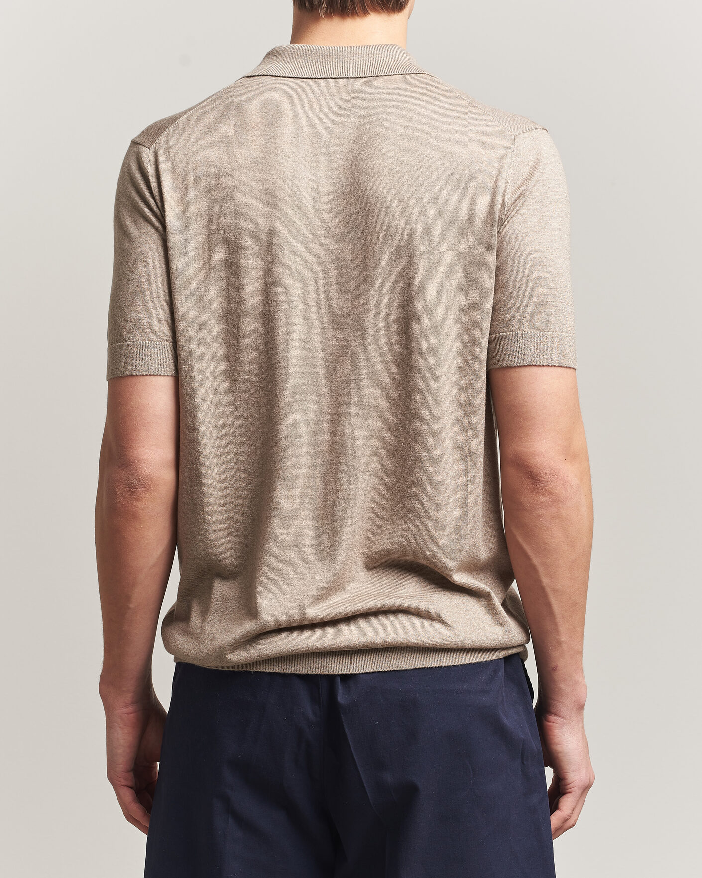 Hombres | Polos | Stenströms | Silk/Cashmere Polo Taupe
