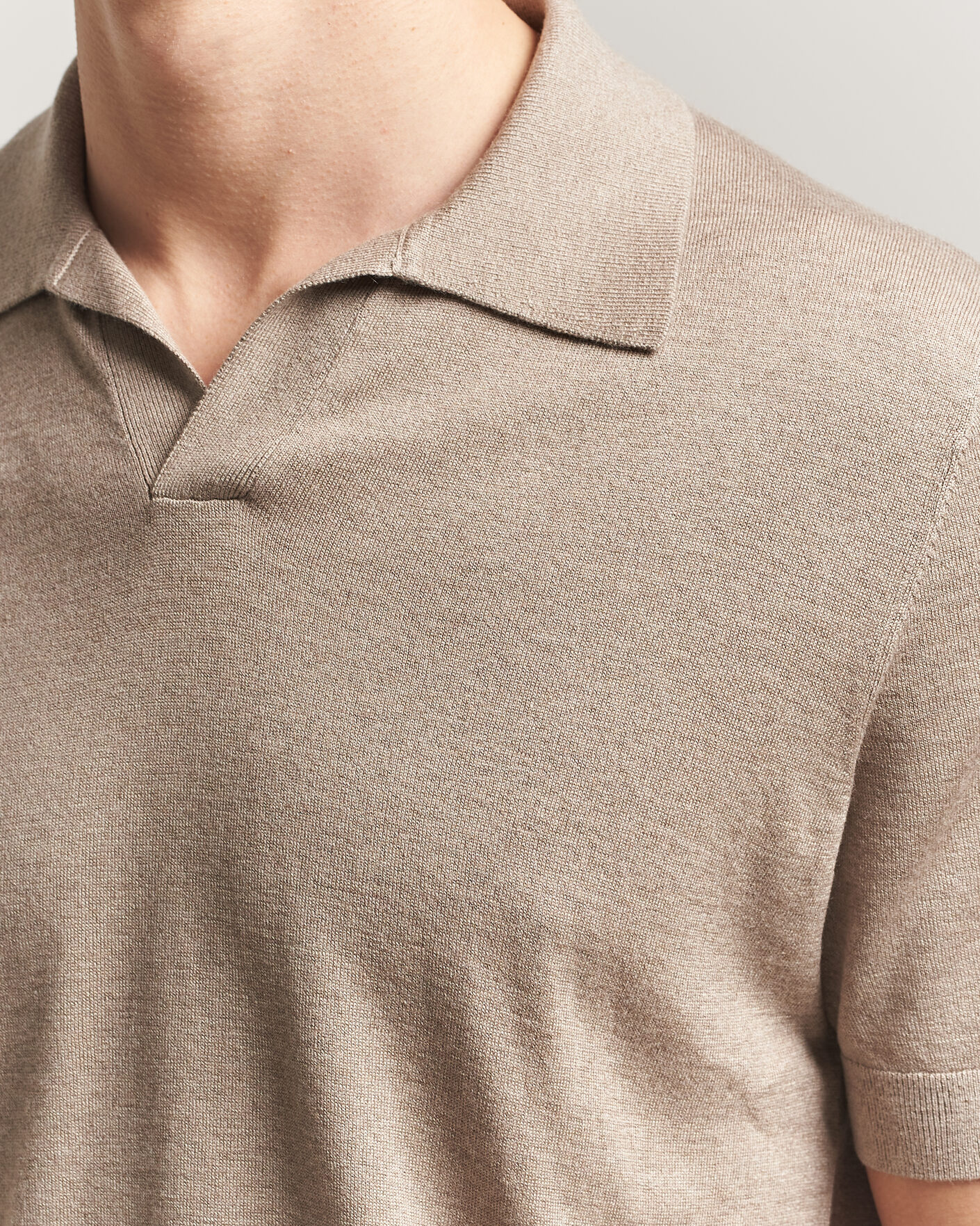 Hombres | Polos | Stenströms | Silk/Cashmere Polo Taupe
