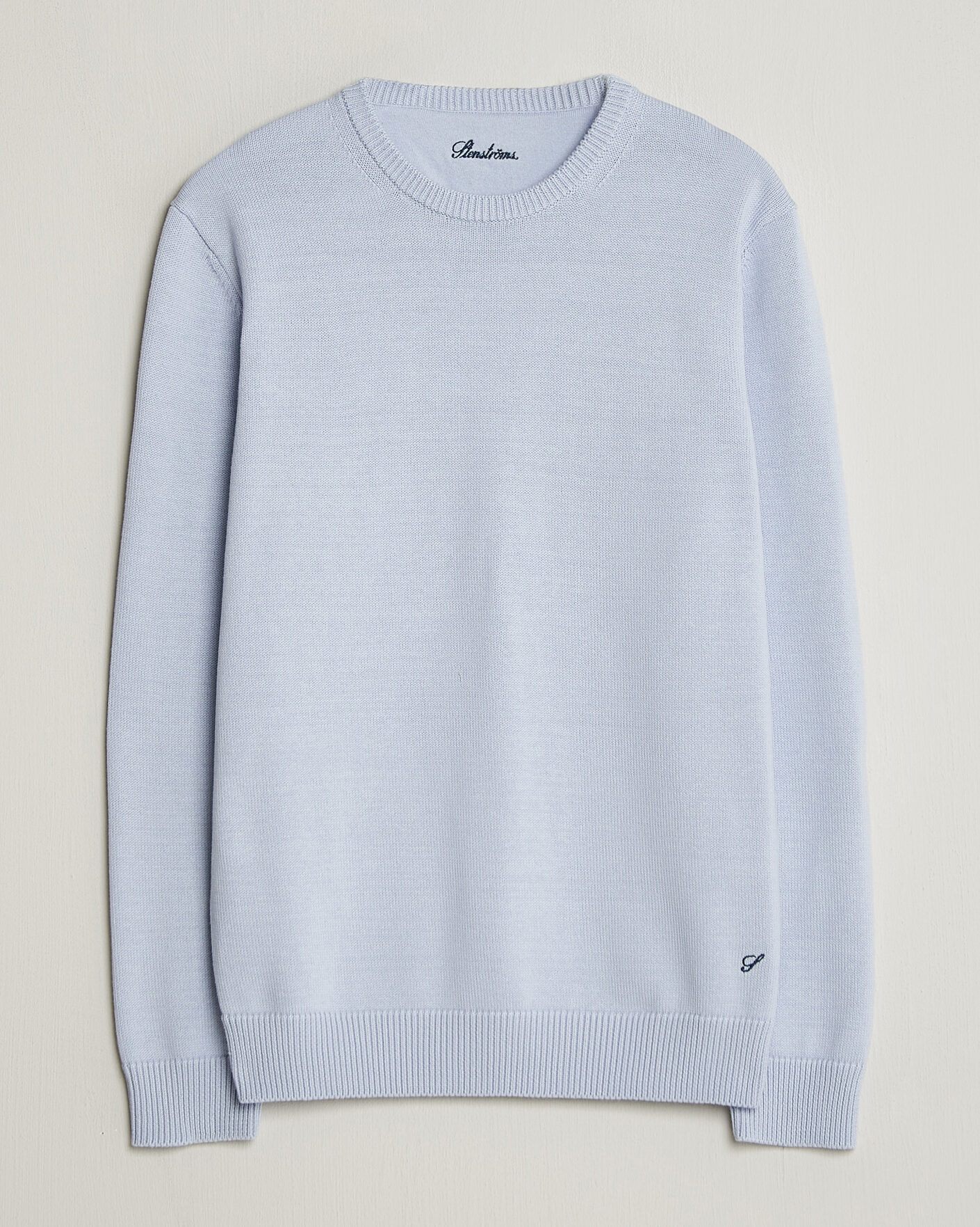 Hombres | Jerséis y prendas de punto | Stenströms | Organic Cotton Knitted Sweater Light Blue