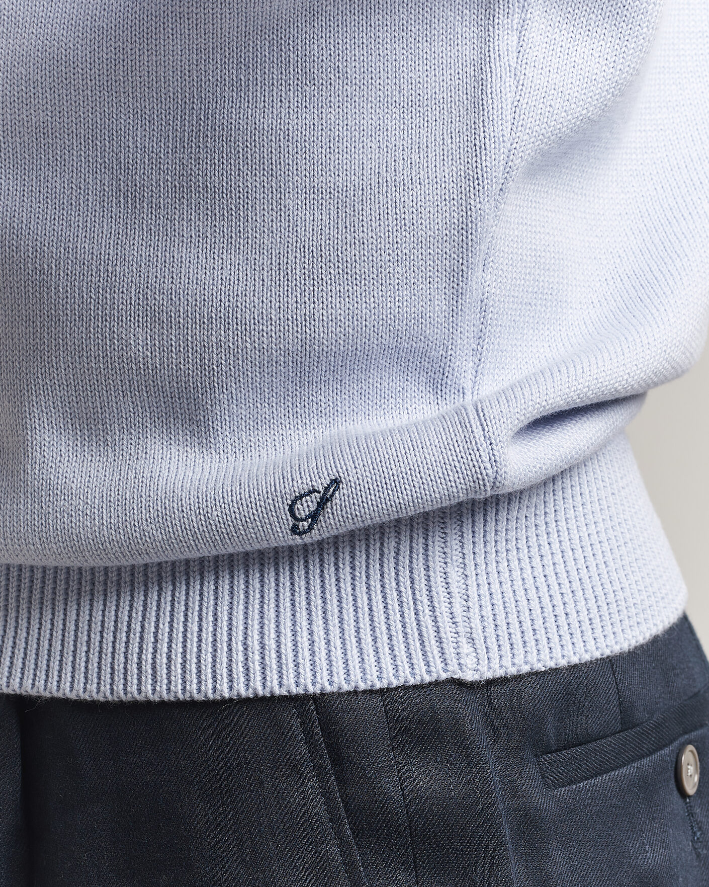 Hombres | Jerséis y prendas de punto | Stenströms | Organic Cotton Knitted Sweater Light Blue