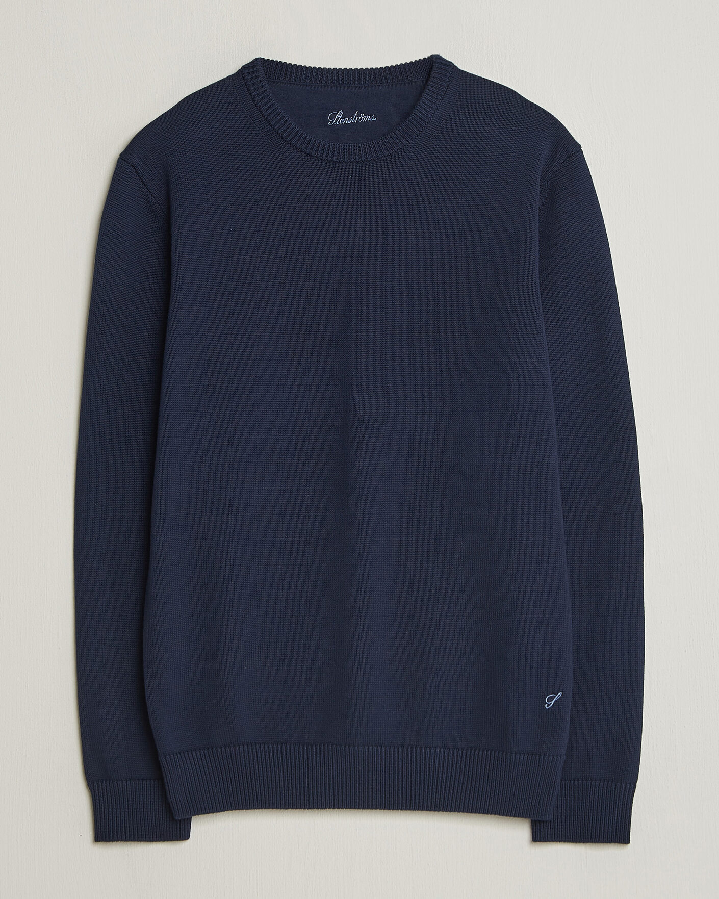 Hombres | Jerséis y prendas de punto | Stenströms | Organic Cotton Knitted Sweater Navy