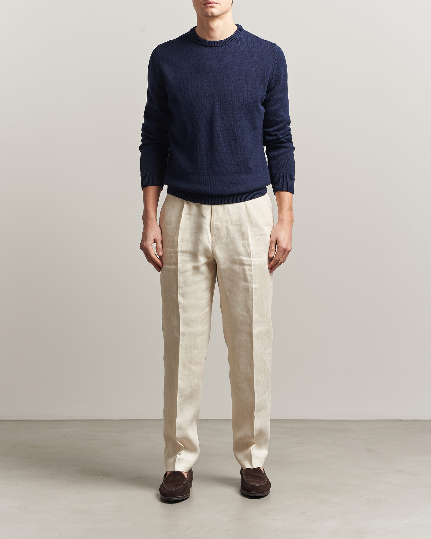 Hombres | Jerséis y prendas de punto | Stenströms | Organic Cotton Knitted Sweater Navy