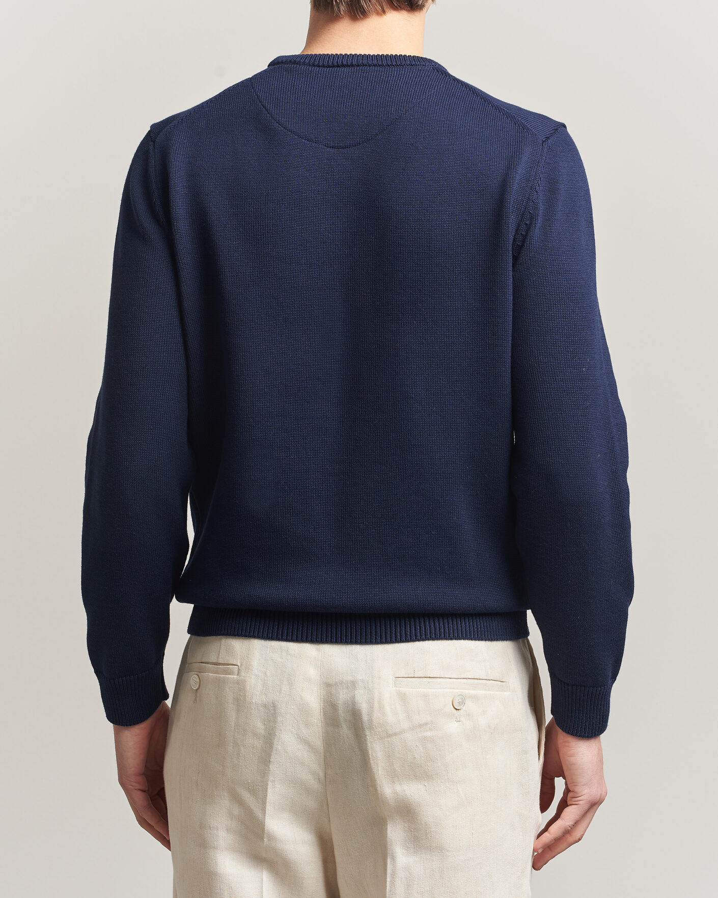 Hombres | Jerséis y prendas de punto | Stenströms | Organic Cotton Knitted Sweater Navy