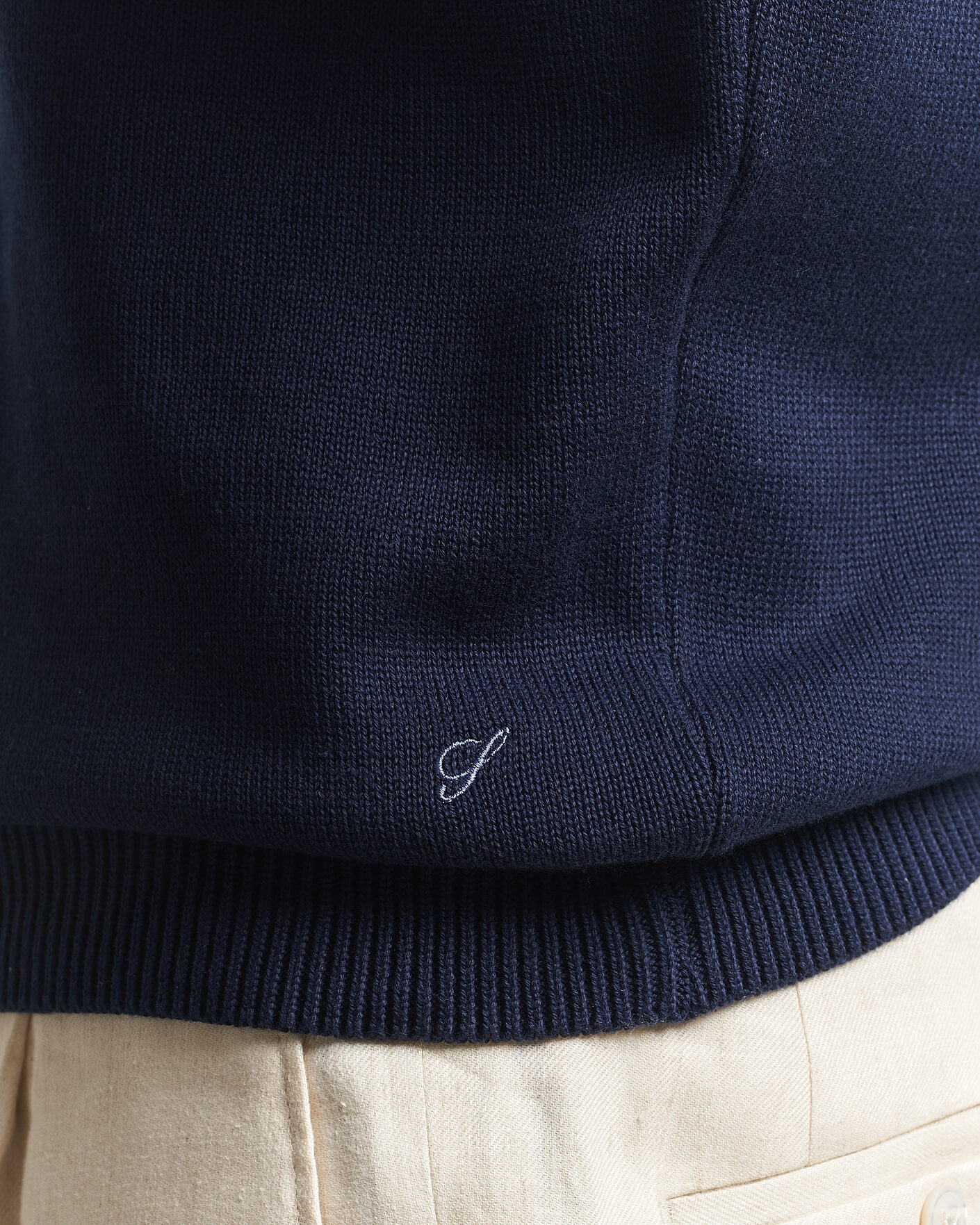 Hombres | Jerséis y prendas de punto | Stenströms | Organic Cotton Knitted Sweater Navy