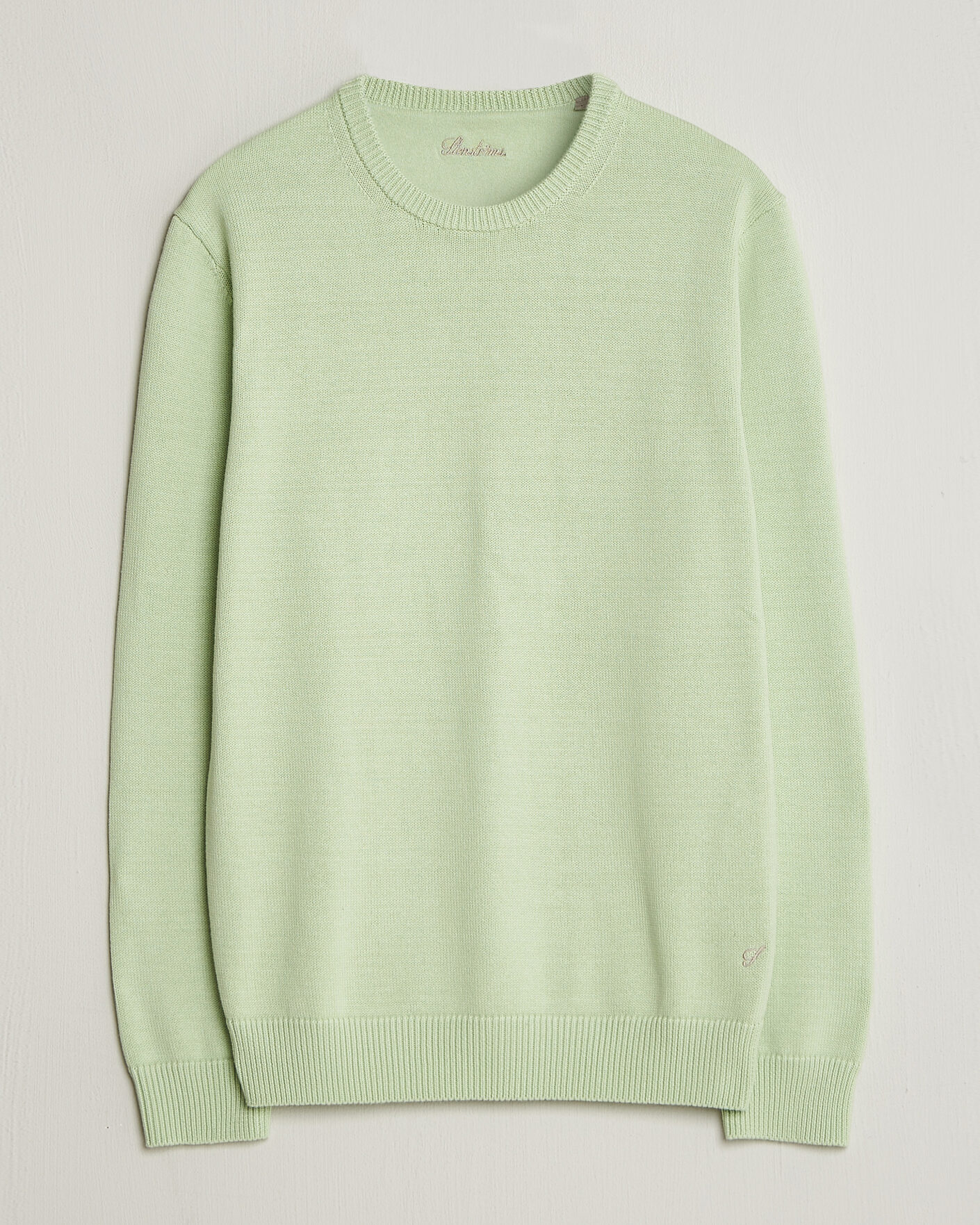 Hombres | Jerséis y prendas de punto | Stenströms | Organic Cotton Knitted Sweater Light Green