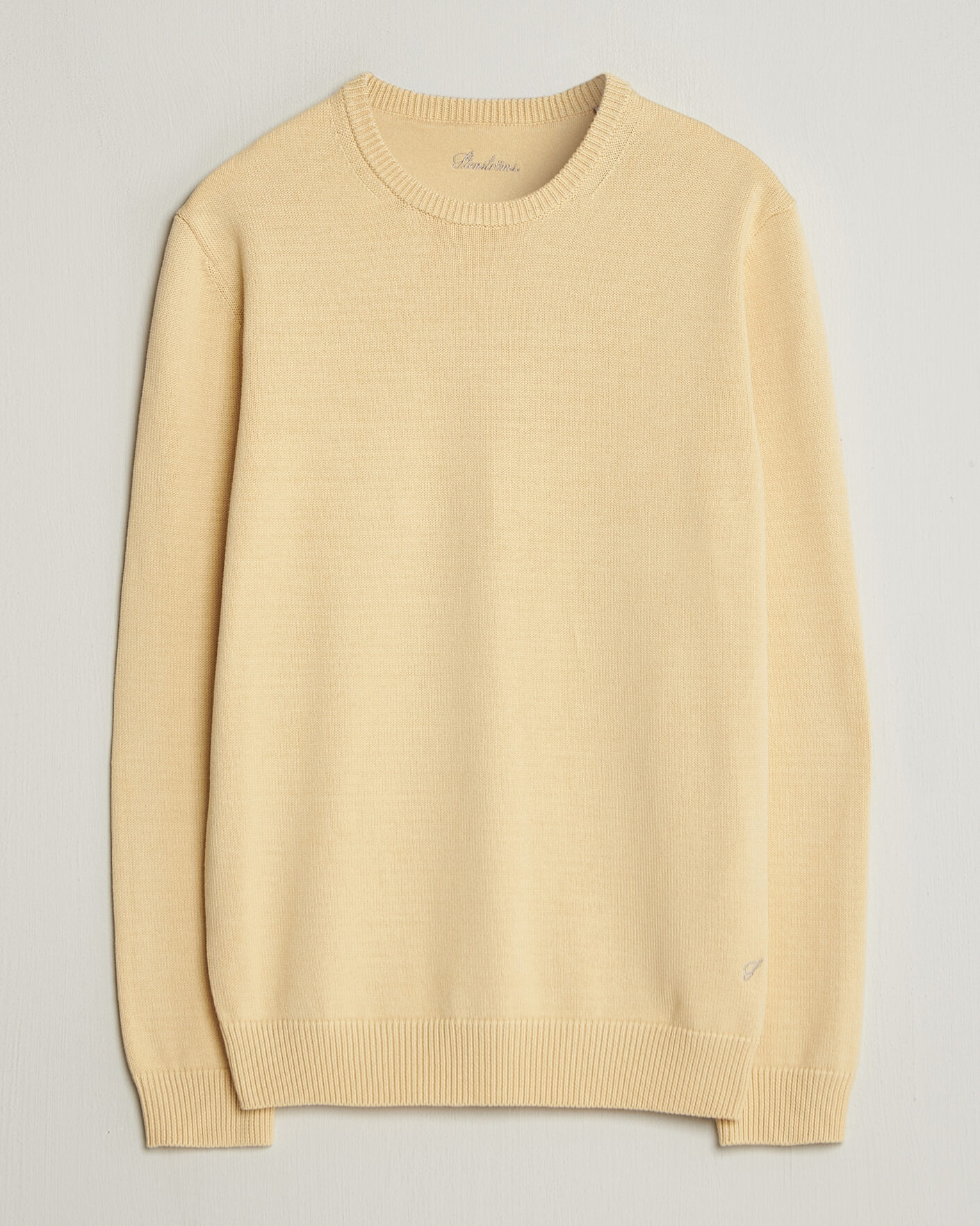 Hombres | Jerséis y prendas de punto | Stenströms | Organic Cotton Knitted Sweater Light Yellow