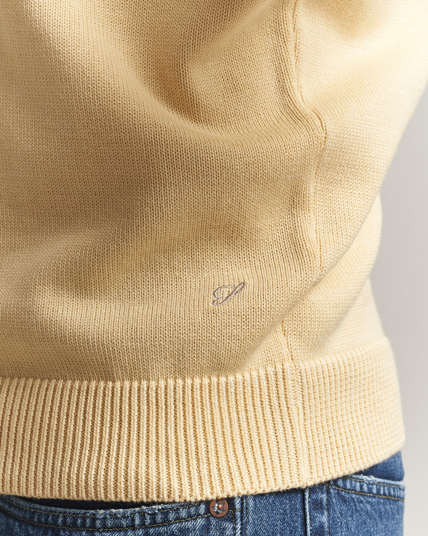Hombres | Jerséis y prendas de punto | Stenströms | Organic Cotton Knitted Sweater Light Yellow