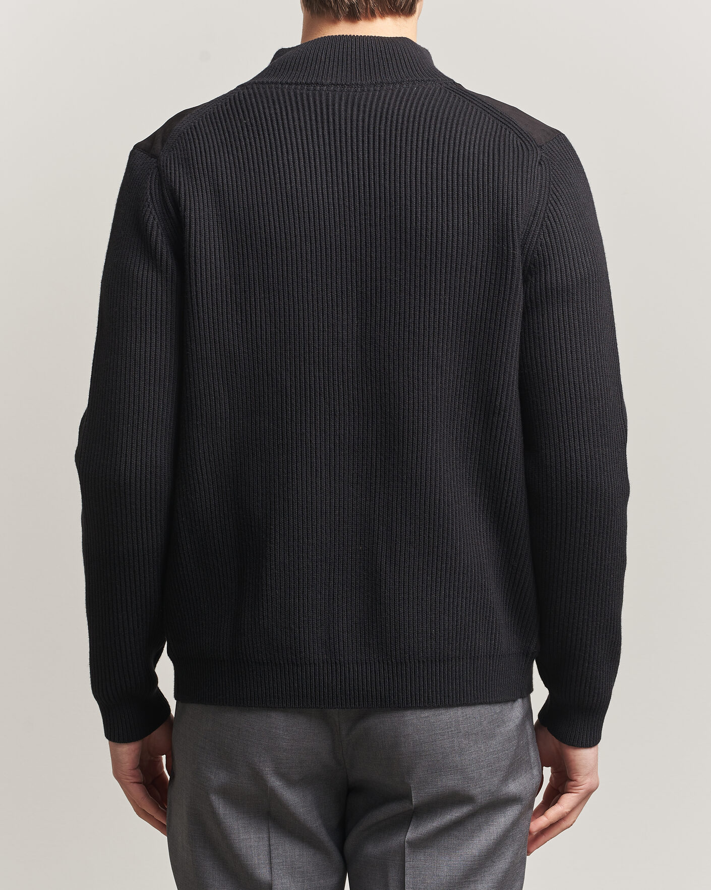 Hombres | Jerséis y prendas de punto | Stenströms | Knitted Hybrid Buttoned Alcantara Cardigan Black