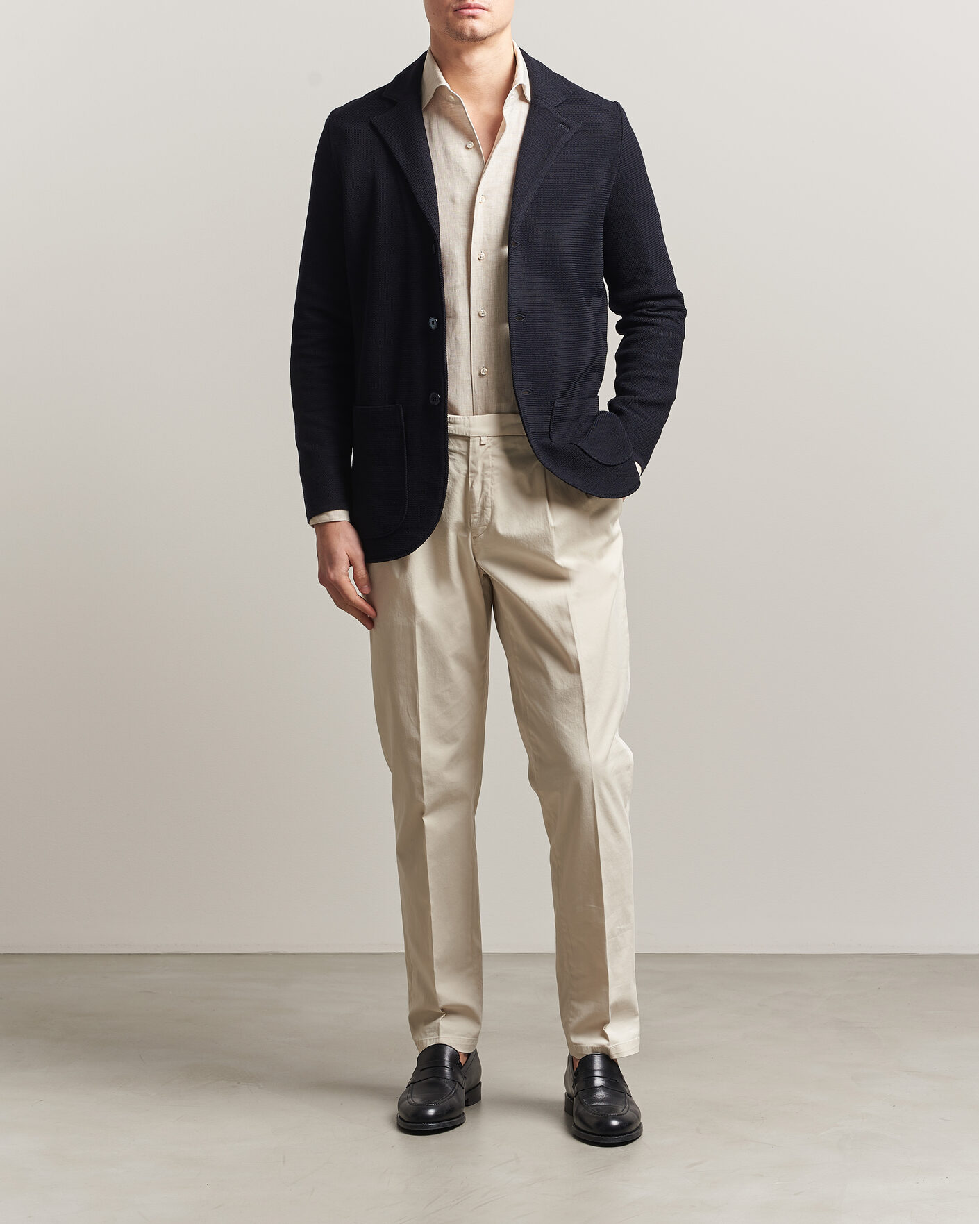 Hombres | Blazers | Stenströms | Milano Knitted Textured Blazer Navy