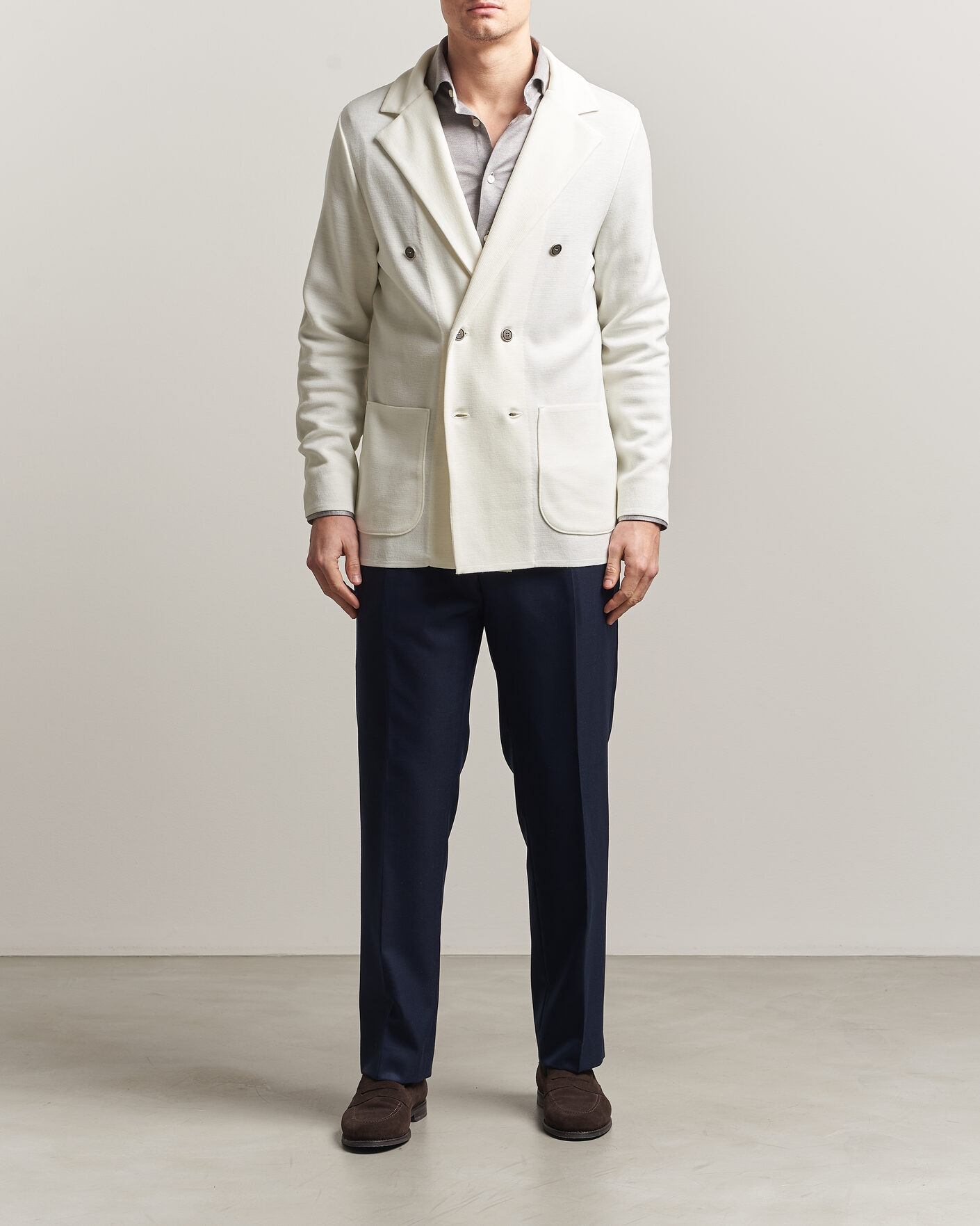 Hombres | Blazers | Stenströms | Milano Knitted DB Textured Blazer White