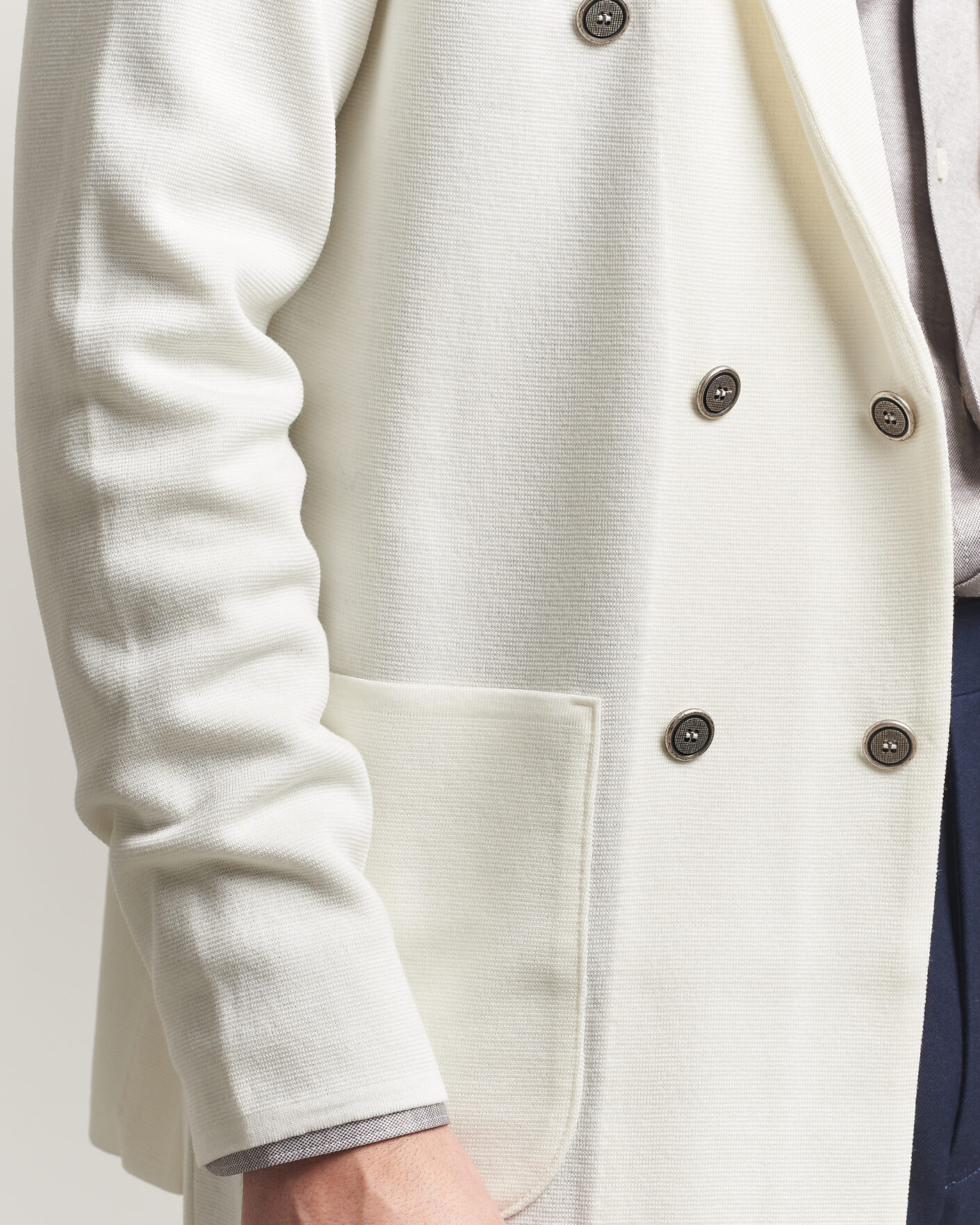 Hombres | Blazers | Stenströms | Milano Knitted DB Textured Blazer White