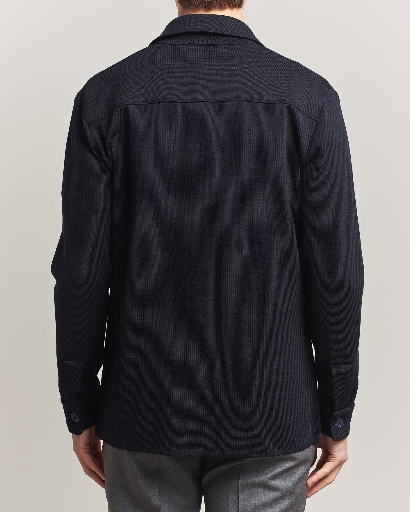 Hombres | Jerséis y prendas de punto | Stenströms | Milano Knitted Merino Overshirt Navy