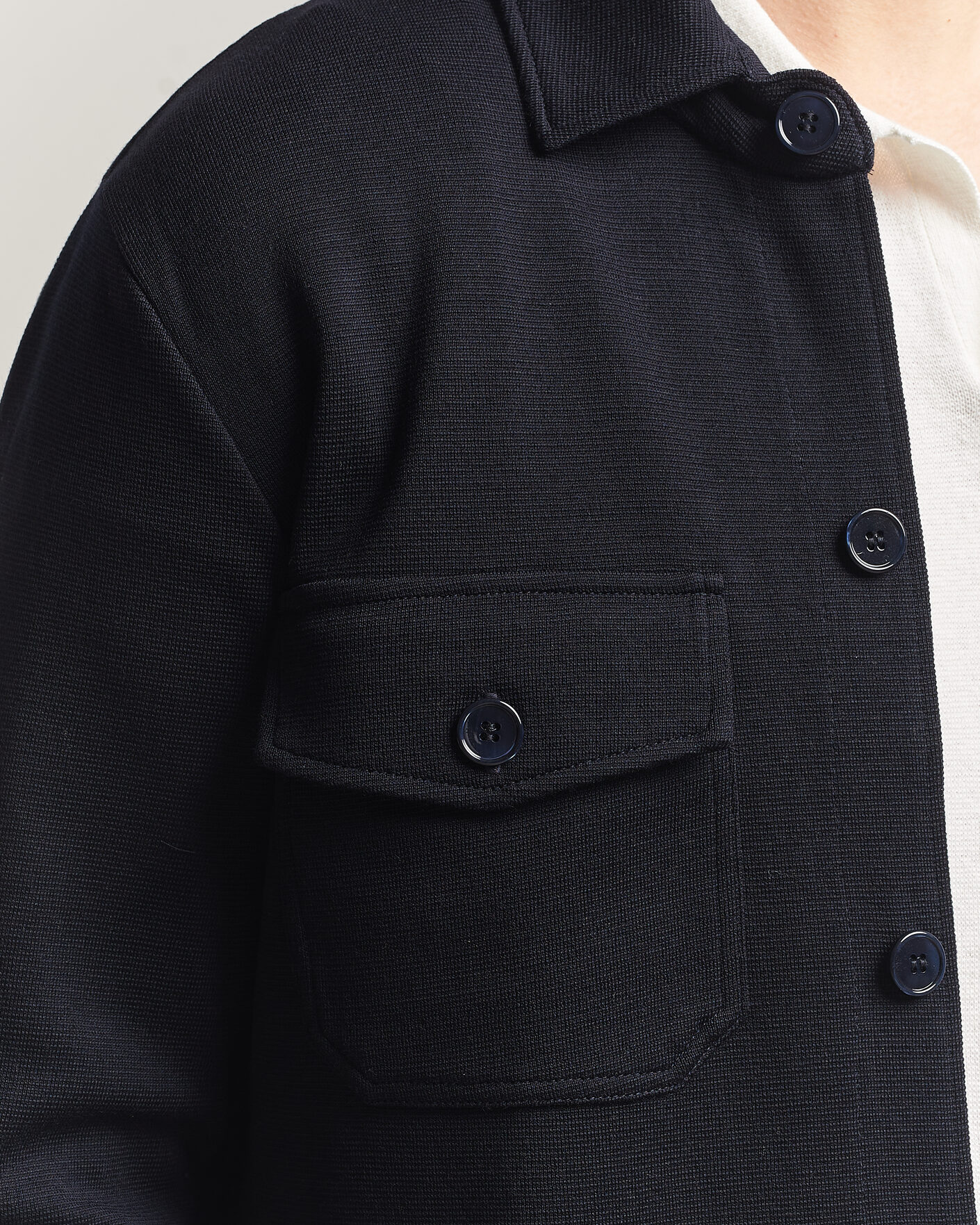 Hombres | Jerséis y prendas de punto | Stenströms | Milano Knitted Merino Overshirt Navy