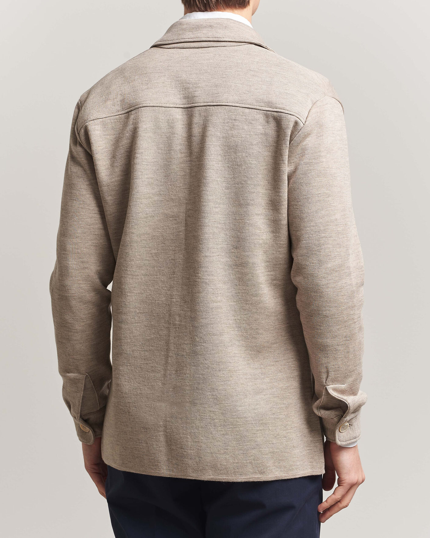 Hombres | Jerséis y prendas de punto | Stenströms | Milano Knitted Merino Overshirt Beige