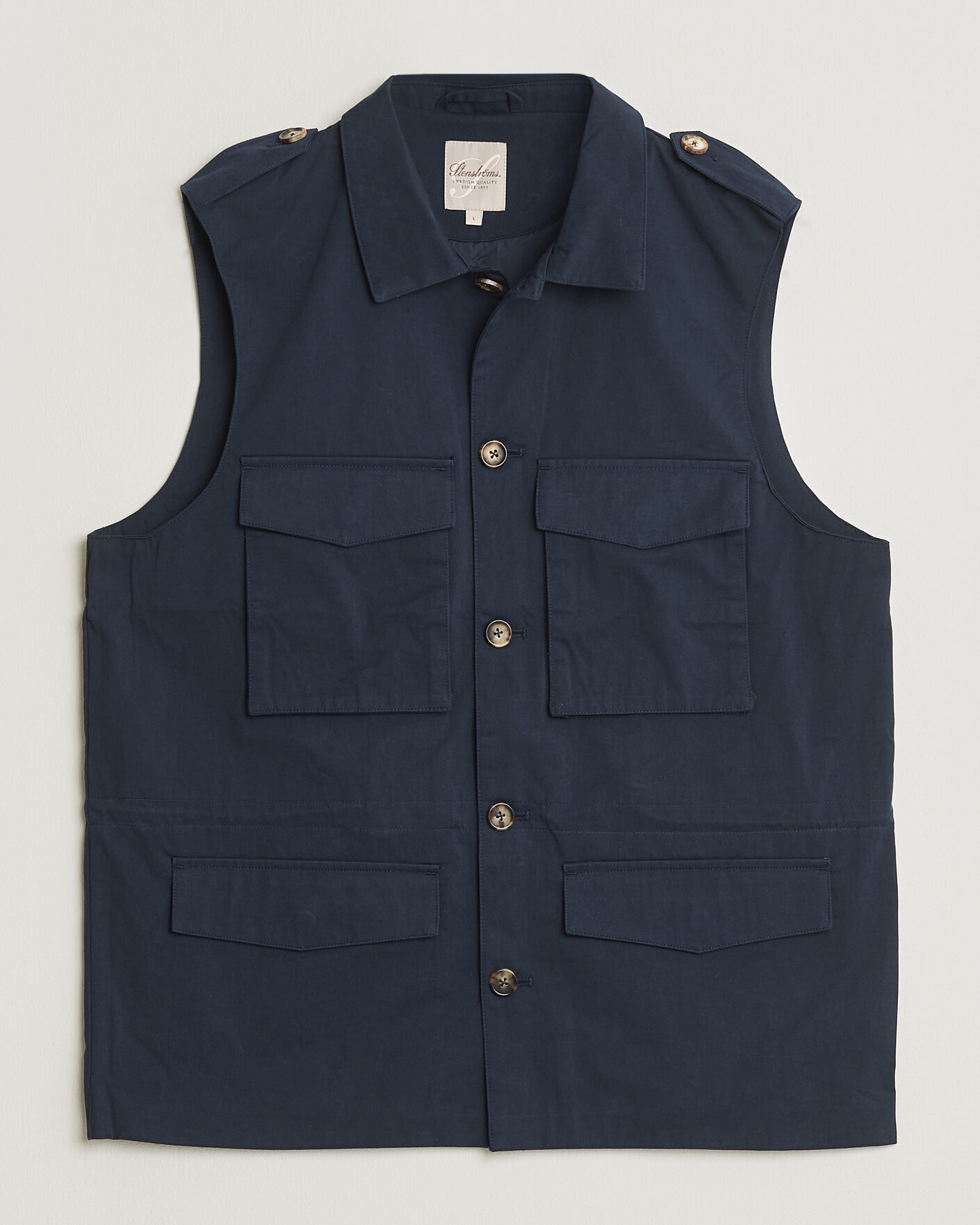 Hombres | Chalecos | Stenströms | Cotton Twill Vest Navy